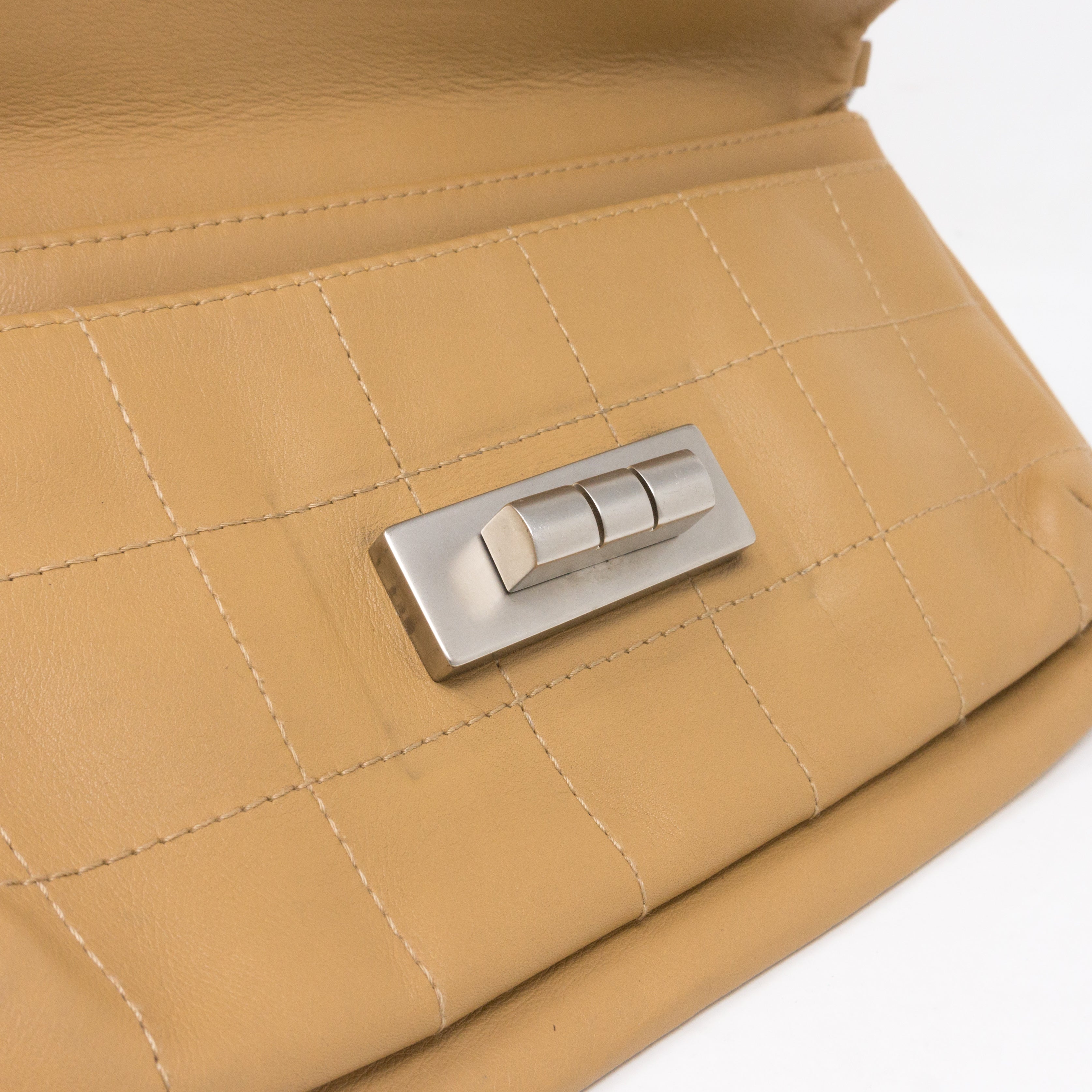 Mademoiselle 2.55 Giant Lock Flap Bag Beige