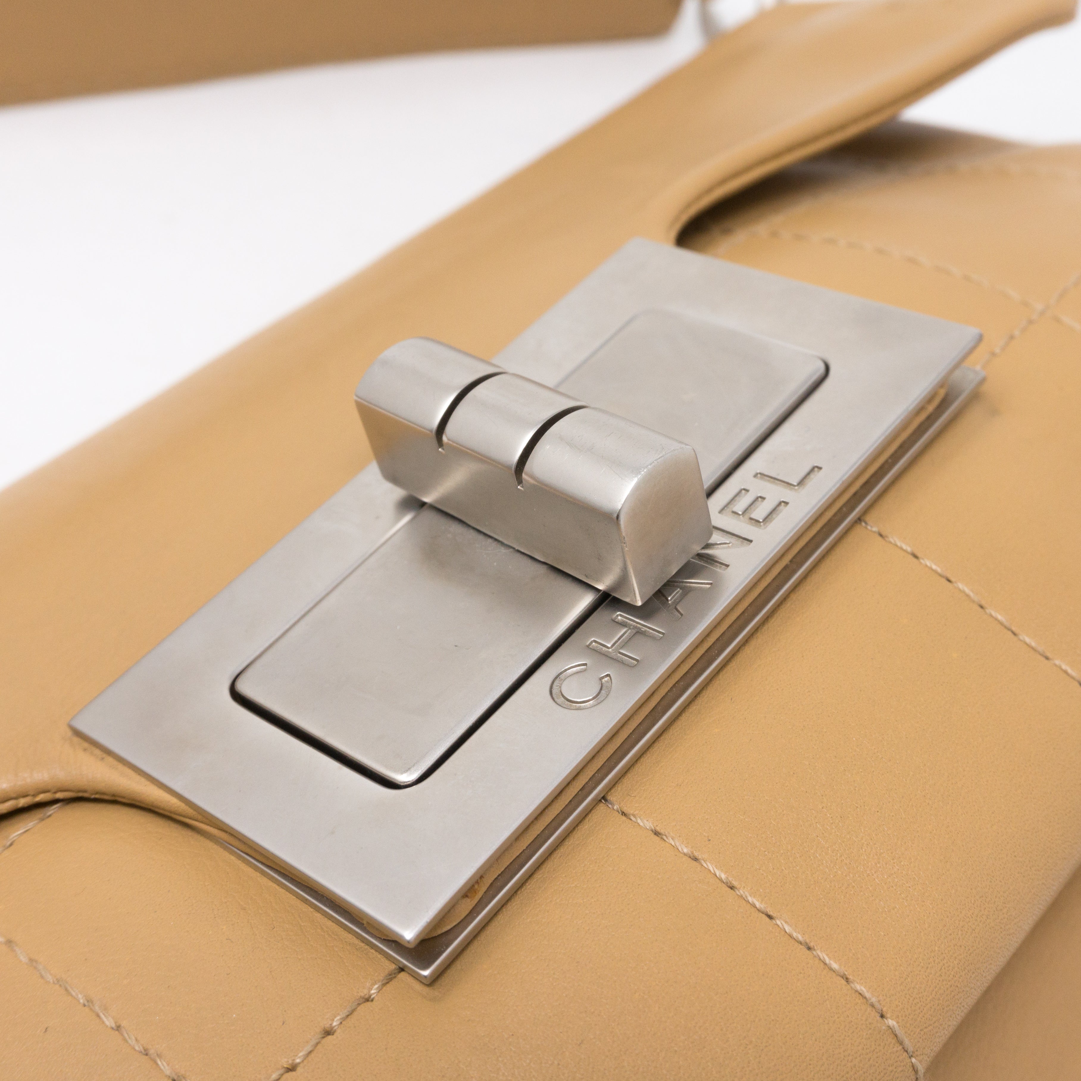 Mademoiselle 2.55 Giant Lock Flap Bag Beige