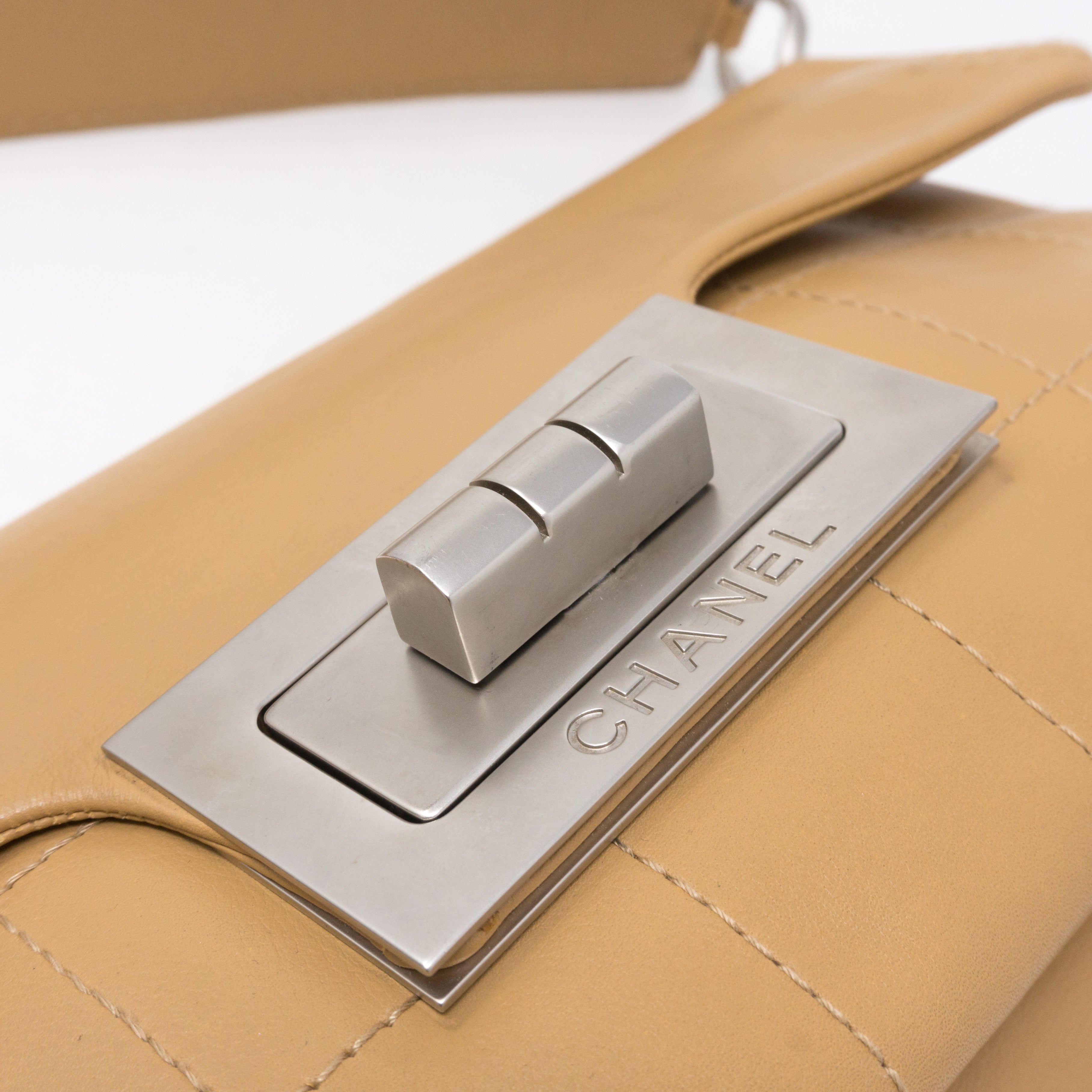 Mademoiselle 2.55 Giant Lock Flap Bag Beige
