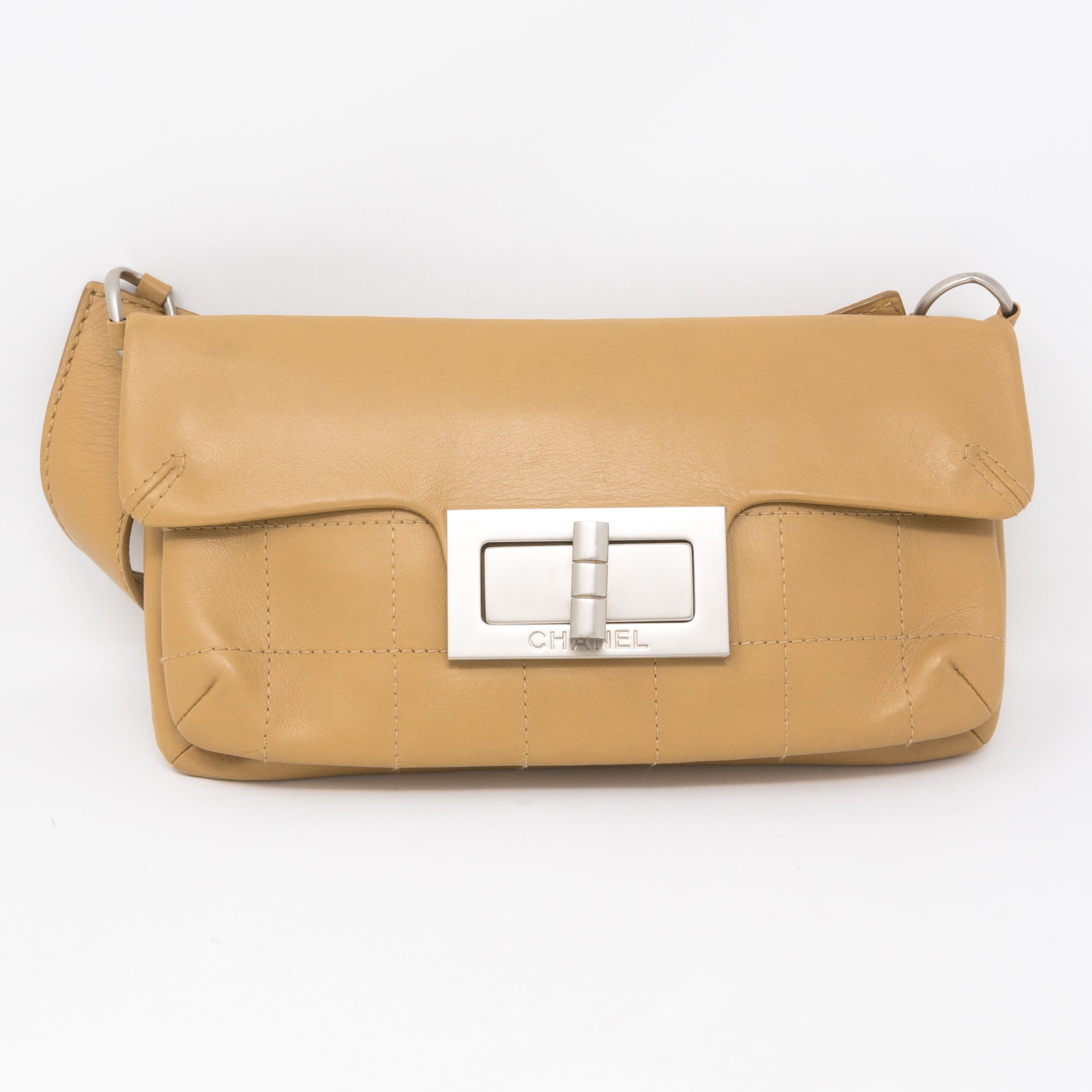 Mademoiselle 2.55 Giant Lock Flap Bag Beige
