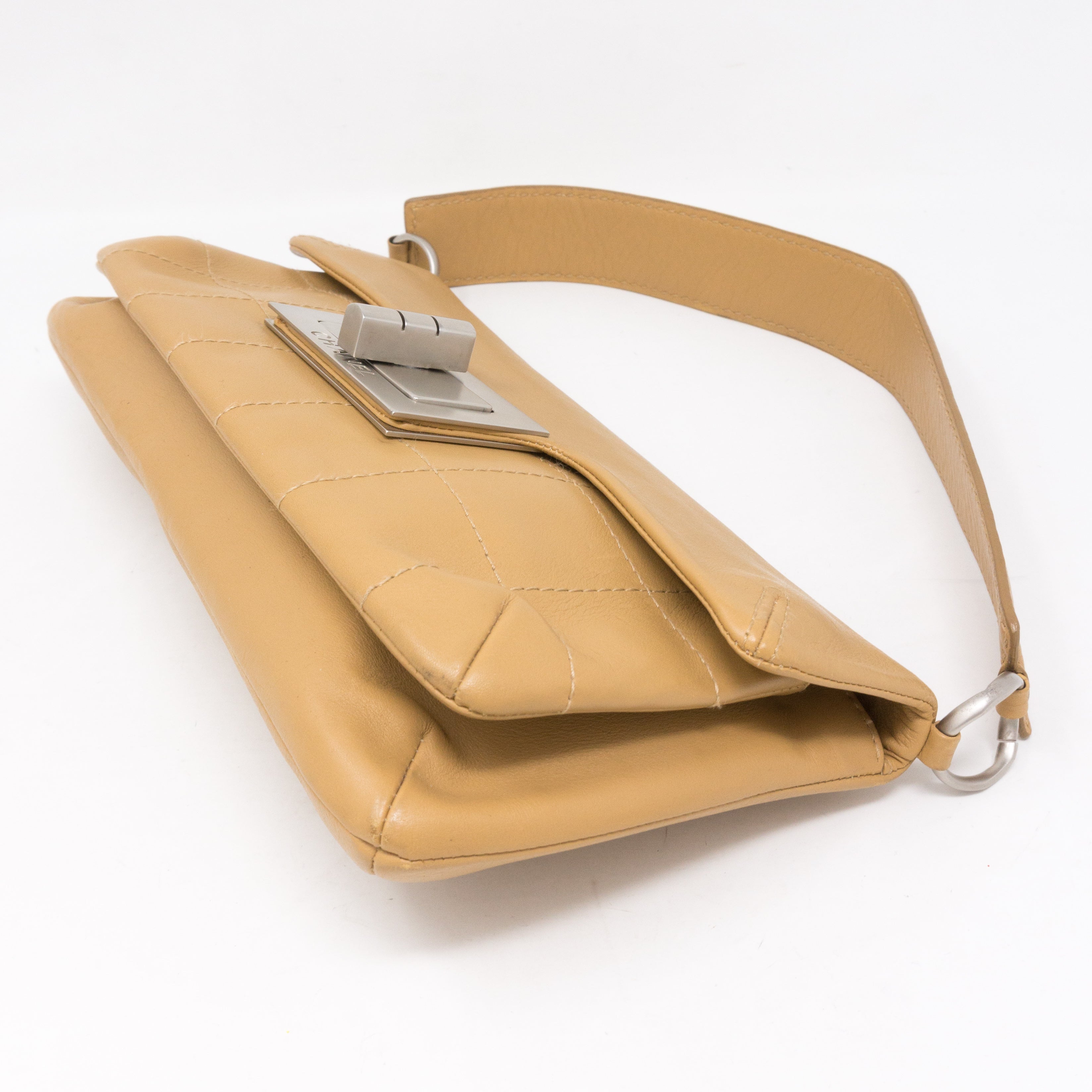 Mademoiselle 2.55 Giant Lock Flap Bag Beige