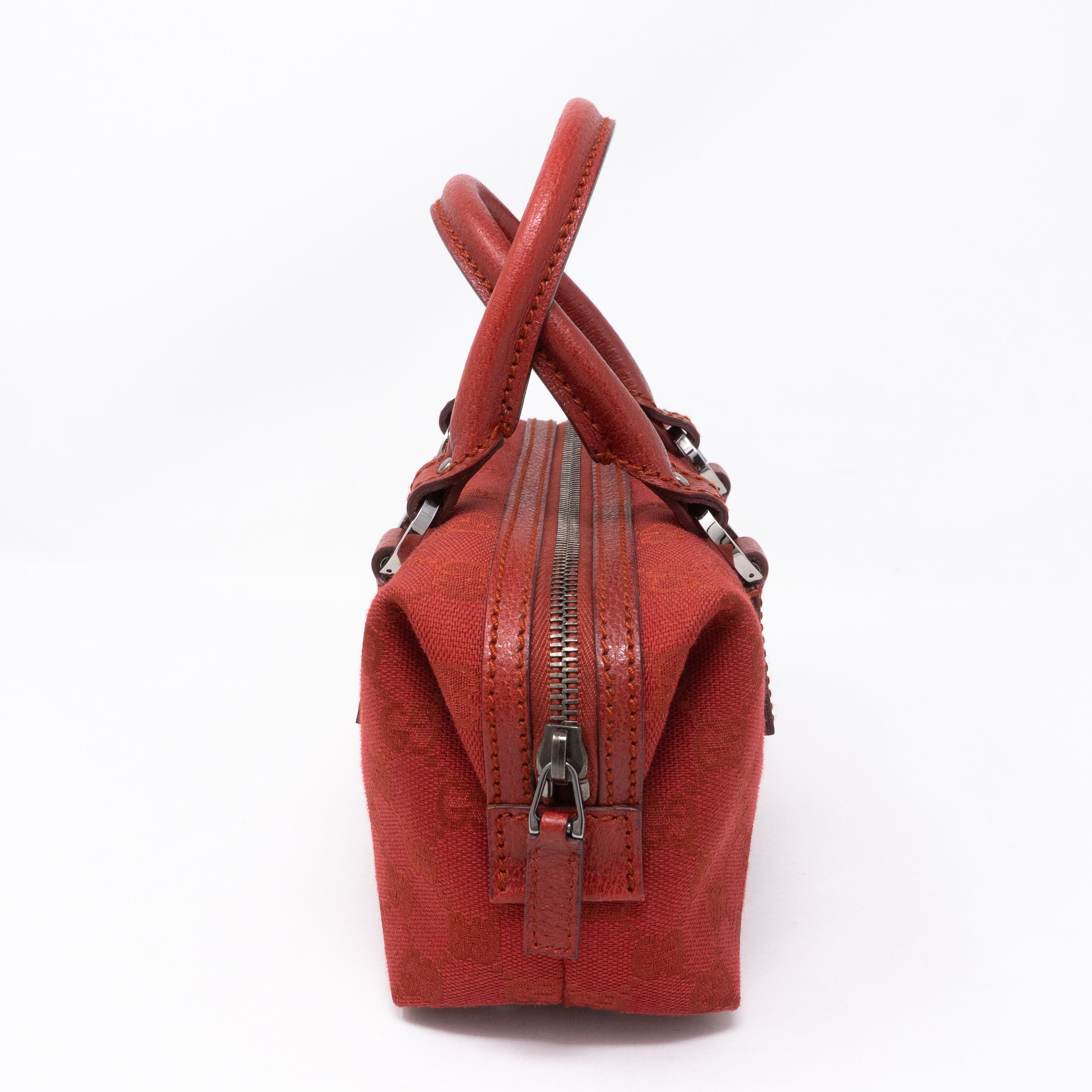 Mini Boston Red Canvas Bag