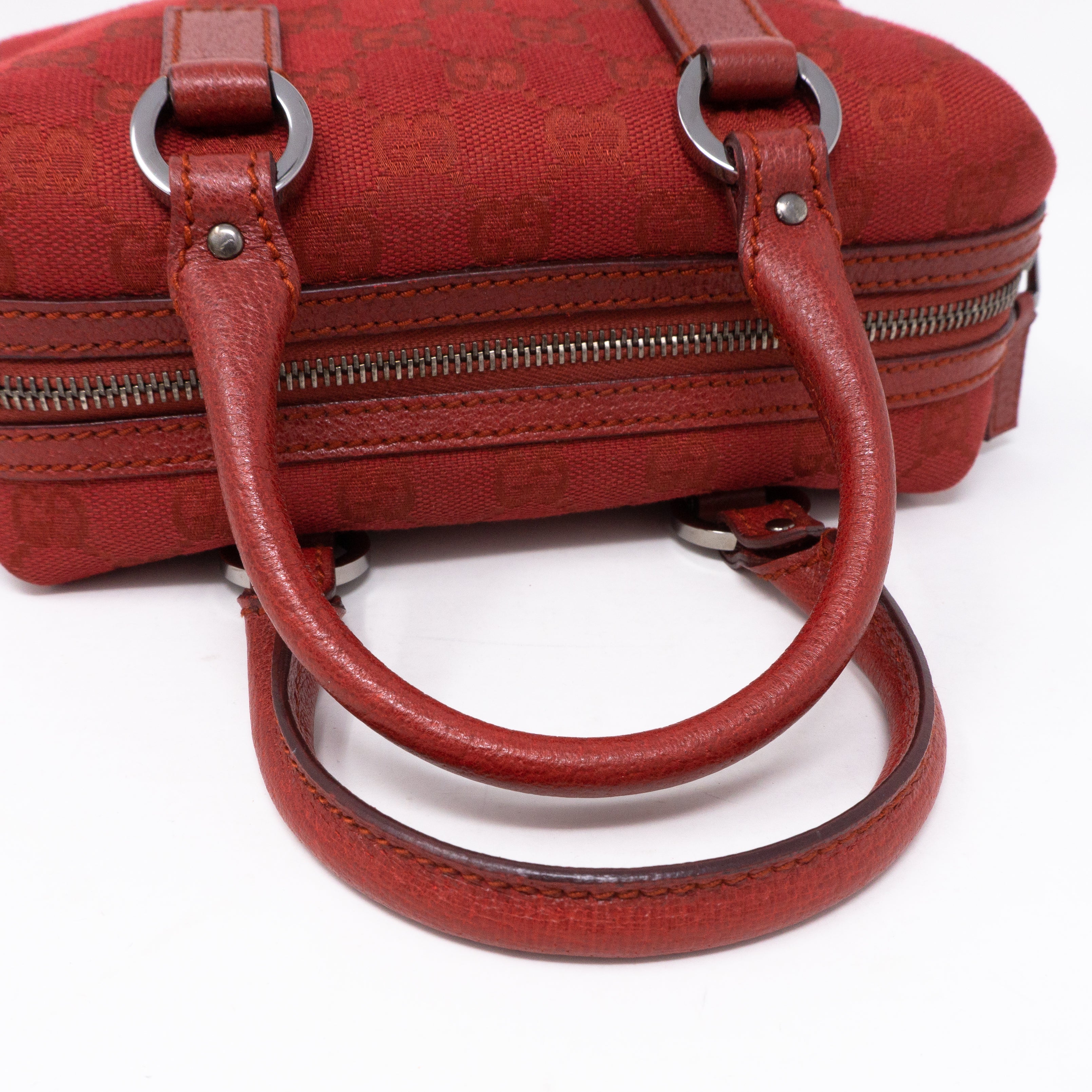 Mini Boston Red Canvas Bag