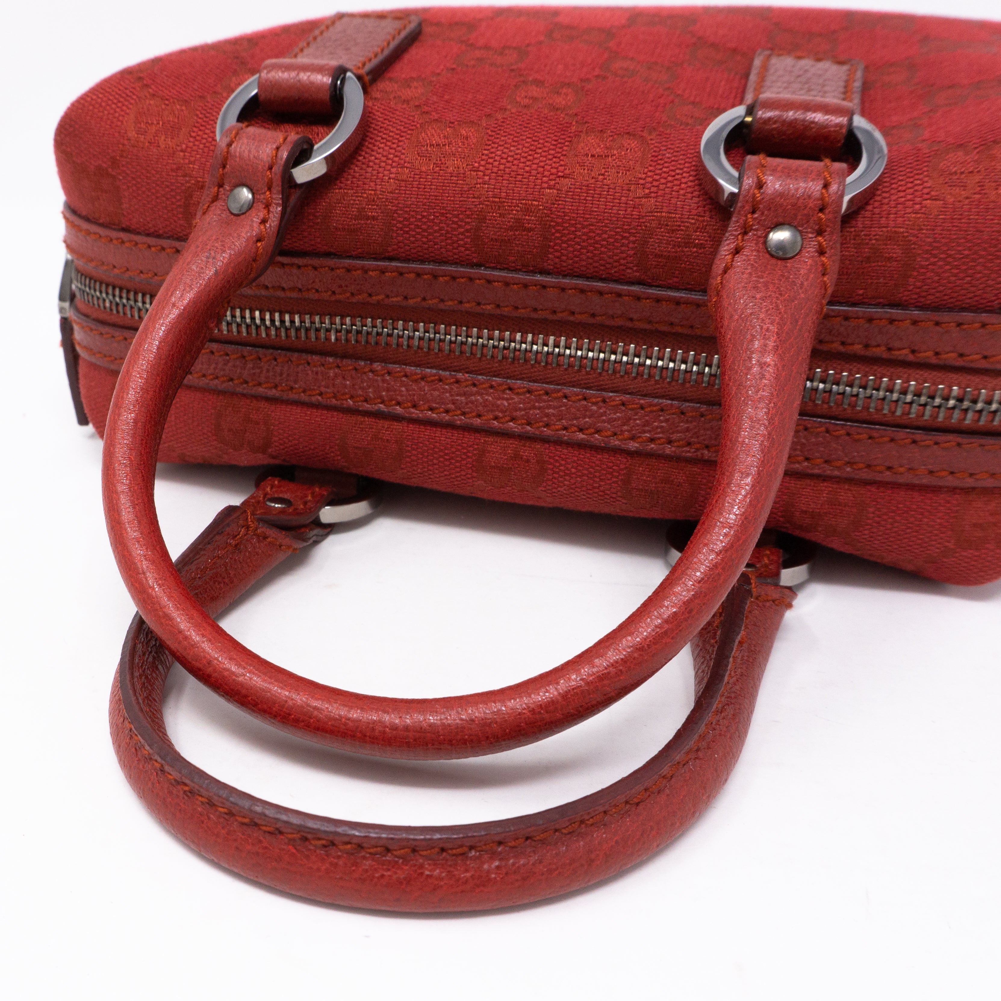 Mini Boston Red Canvas Bag