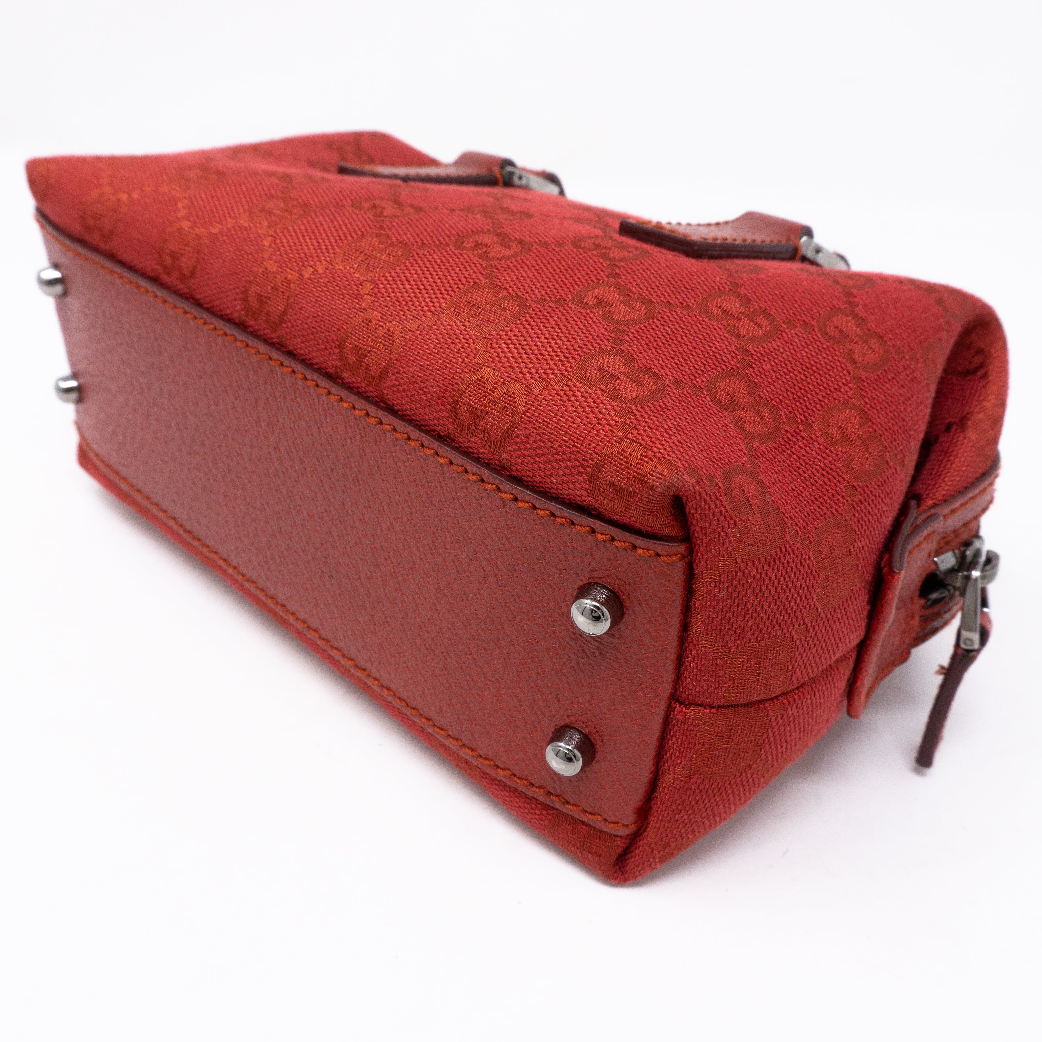 Mini Boston Red Canvas Bag