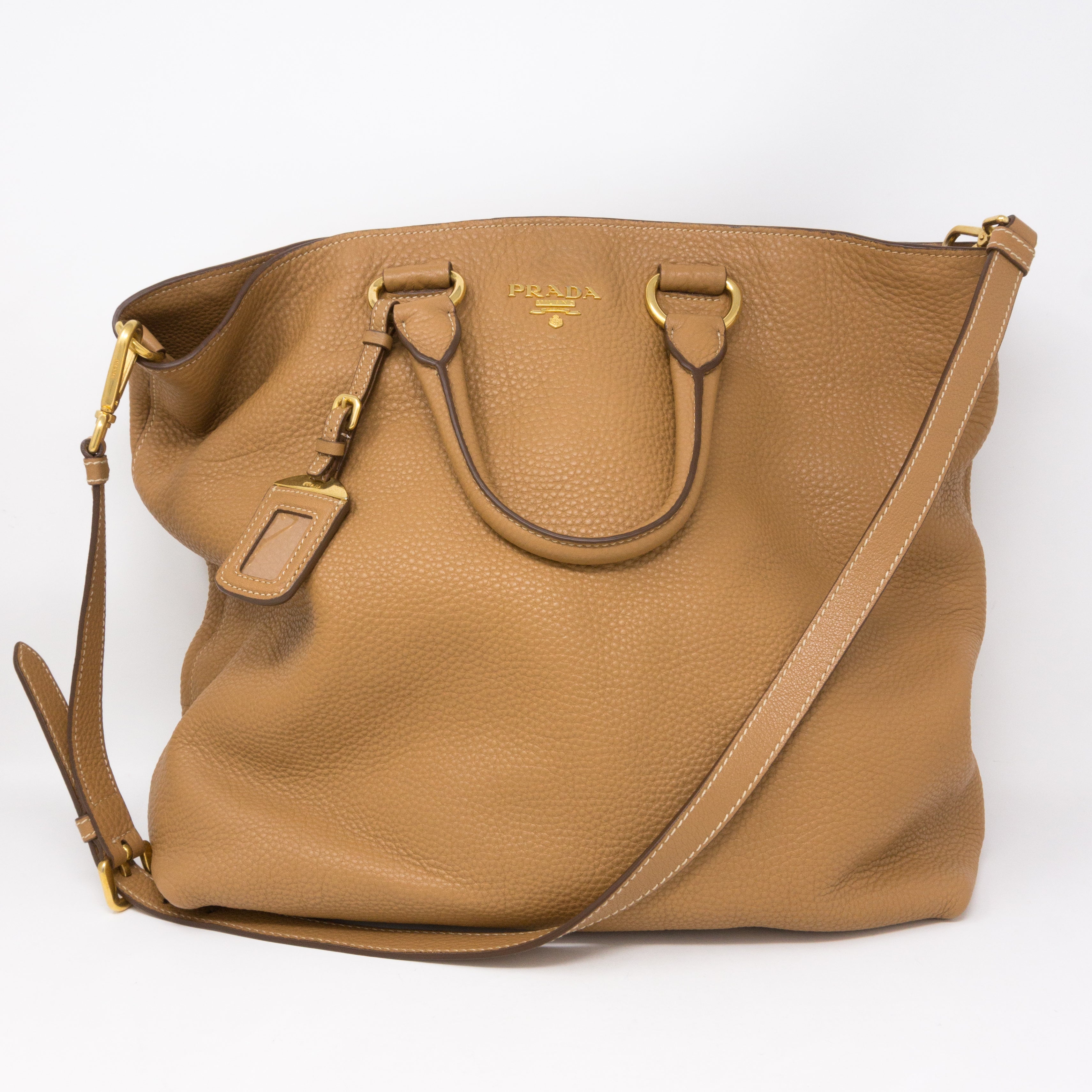 Large Two-way Handbag Brown Leather