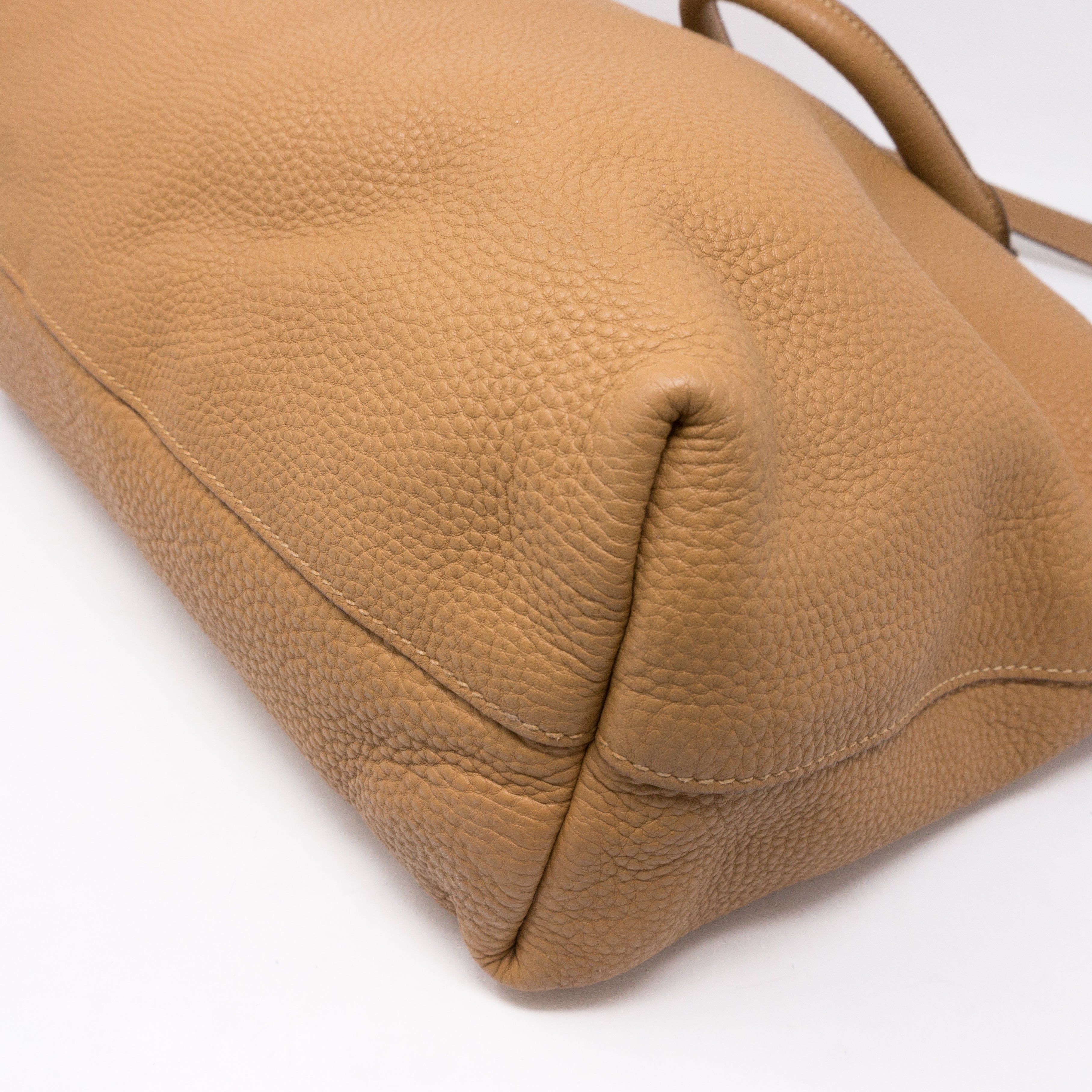 Large Two-way Handbag Brown Leather