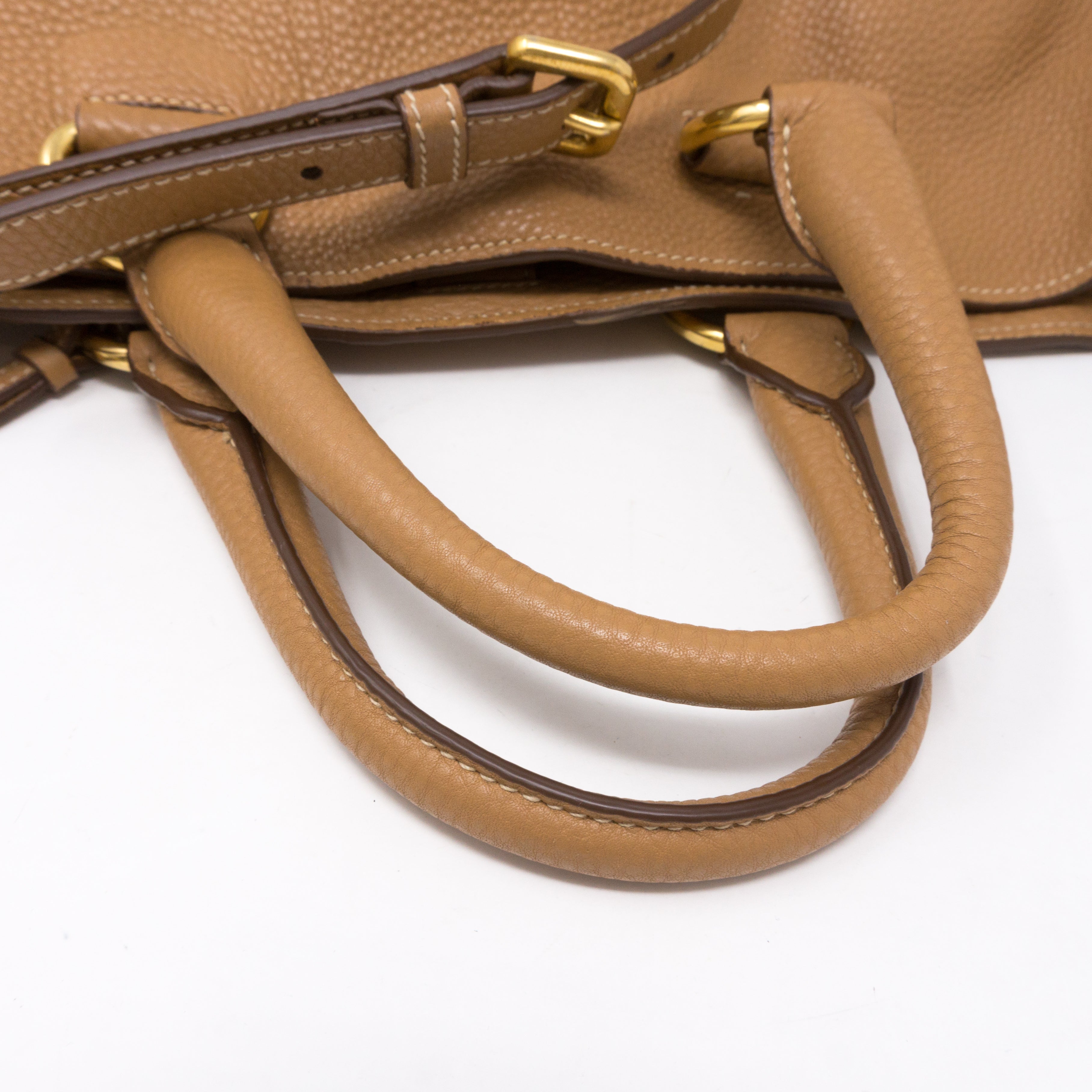 Large Two-way Handbag Brown Leather