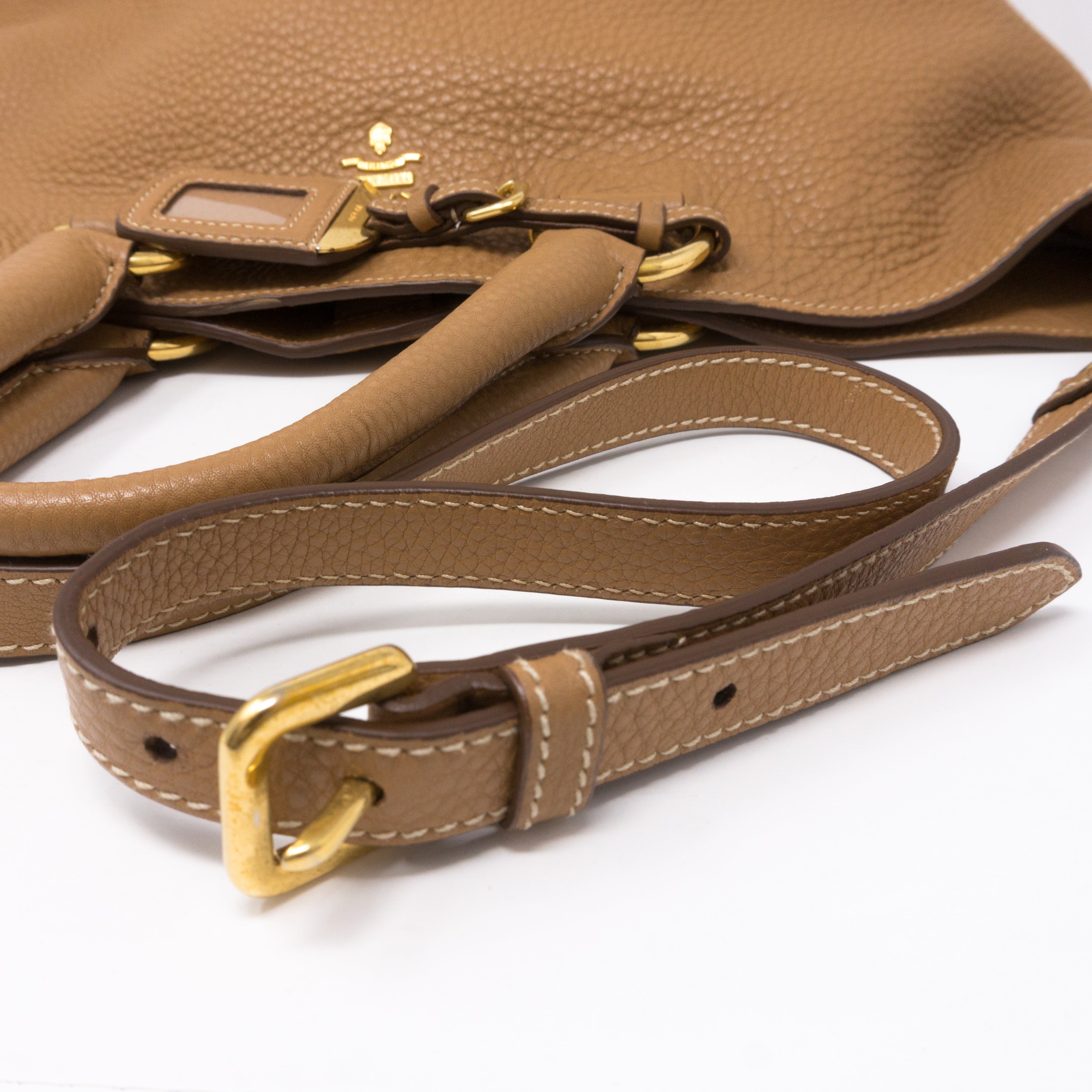Large Two-way Handbag Brown Leather