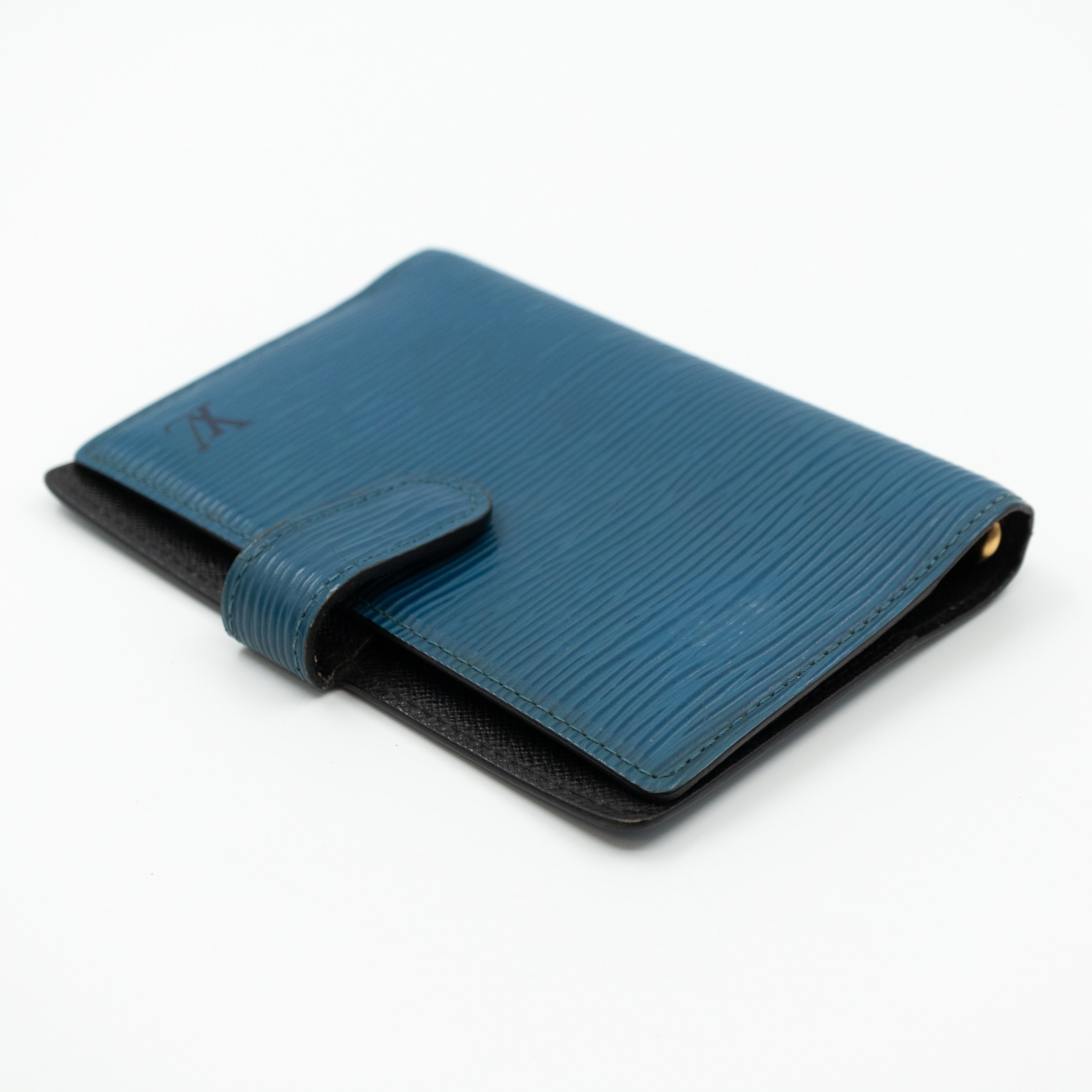 Small Ring Agenda Cover Epi Leather Blue