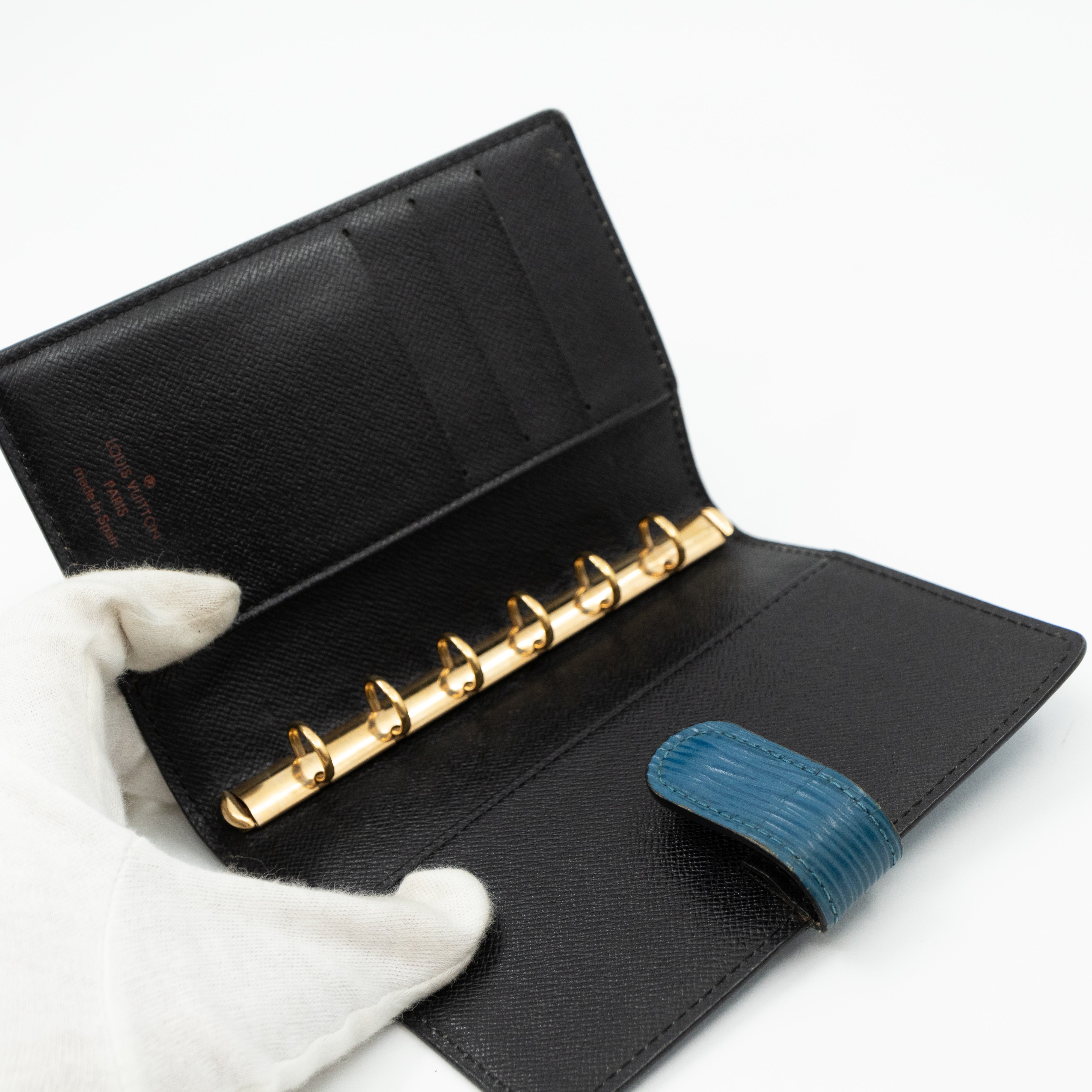 Small Ring Agenda Cover Epi Leather Blue