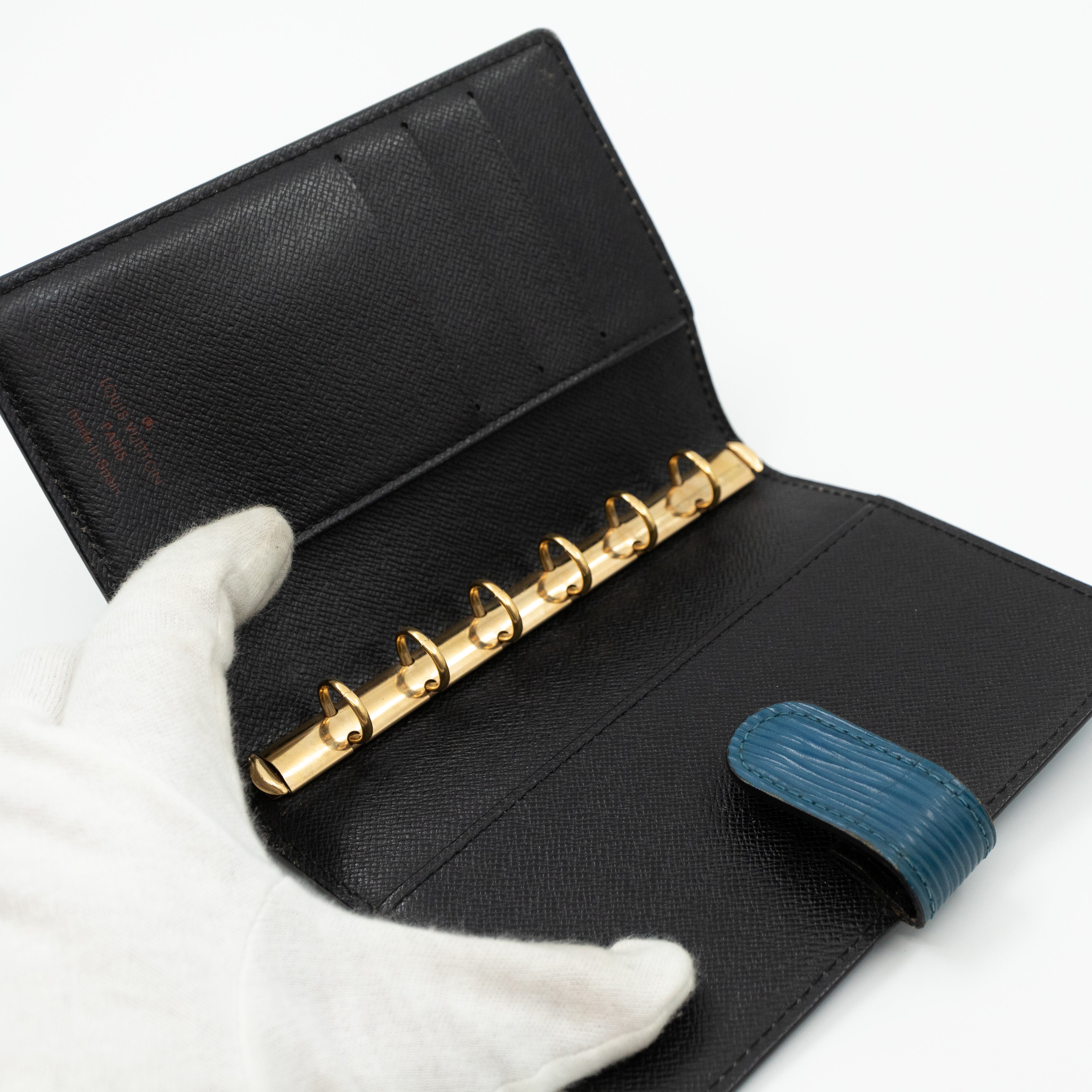 Small Ring Agenda Cover Epi Leather Blue