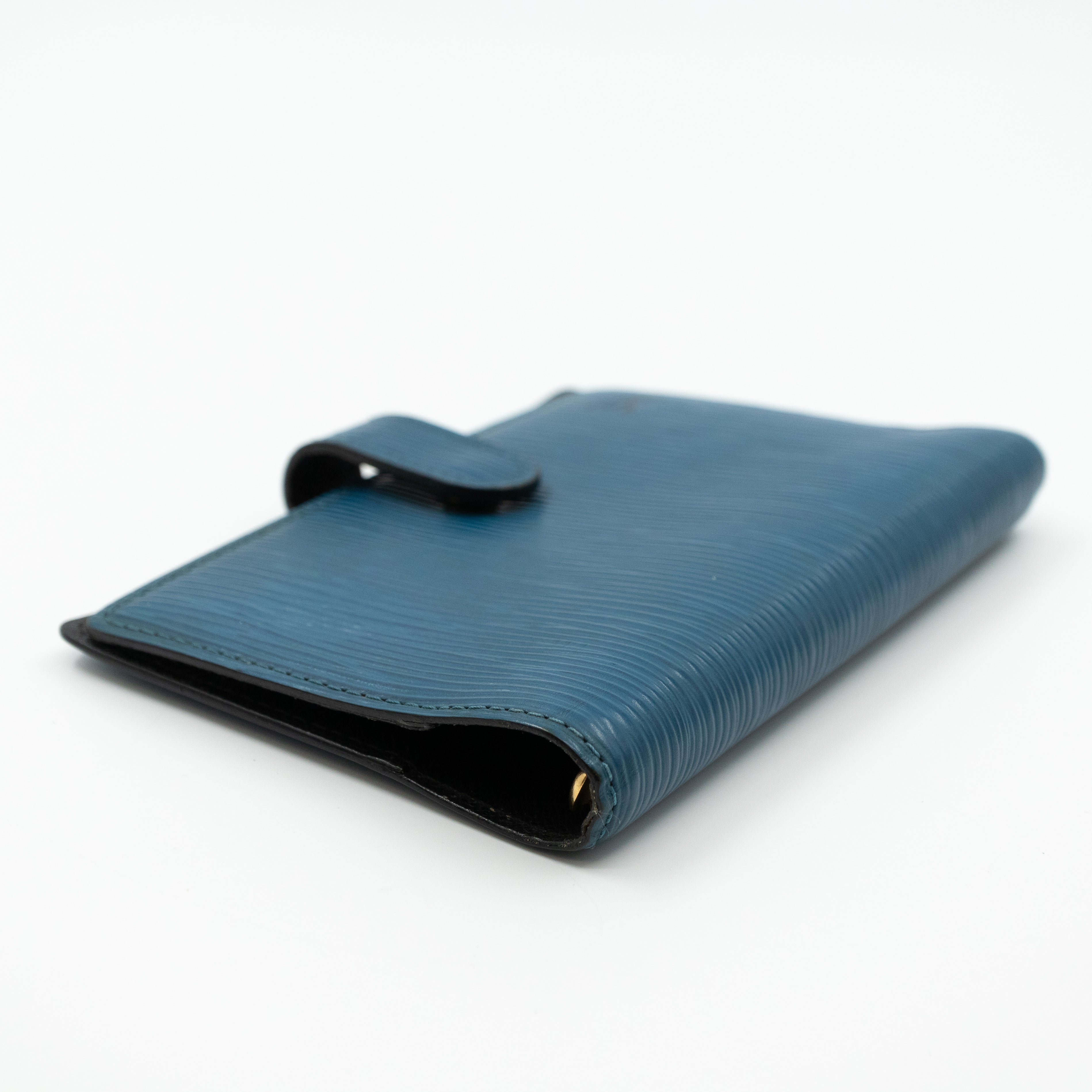 Small Ring Agenda Cover Epi Leather Blue