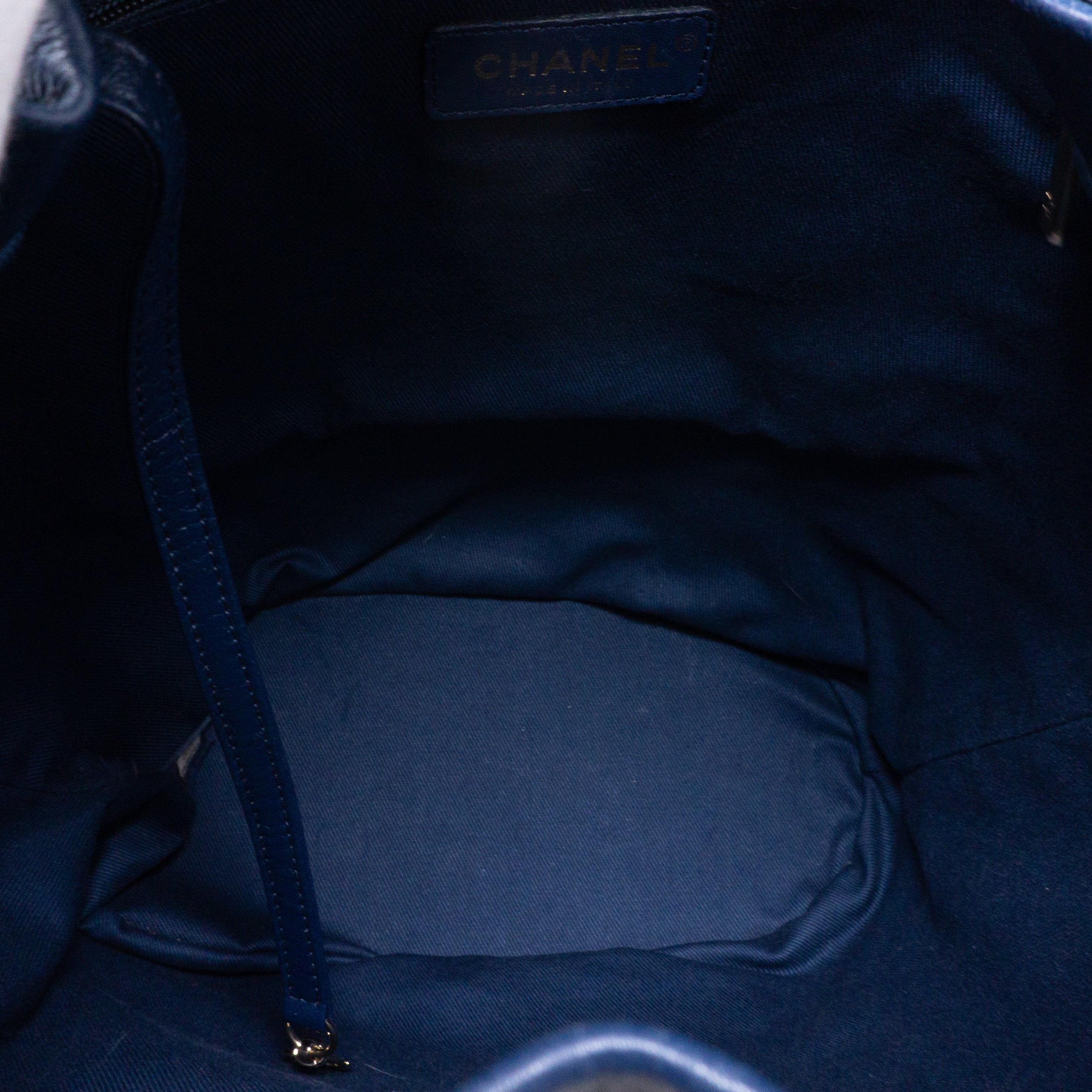 Daily Round Backpack Quilted Blue Leather