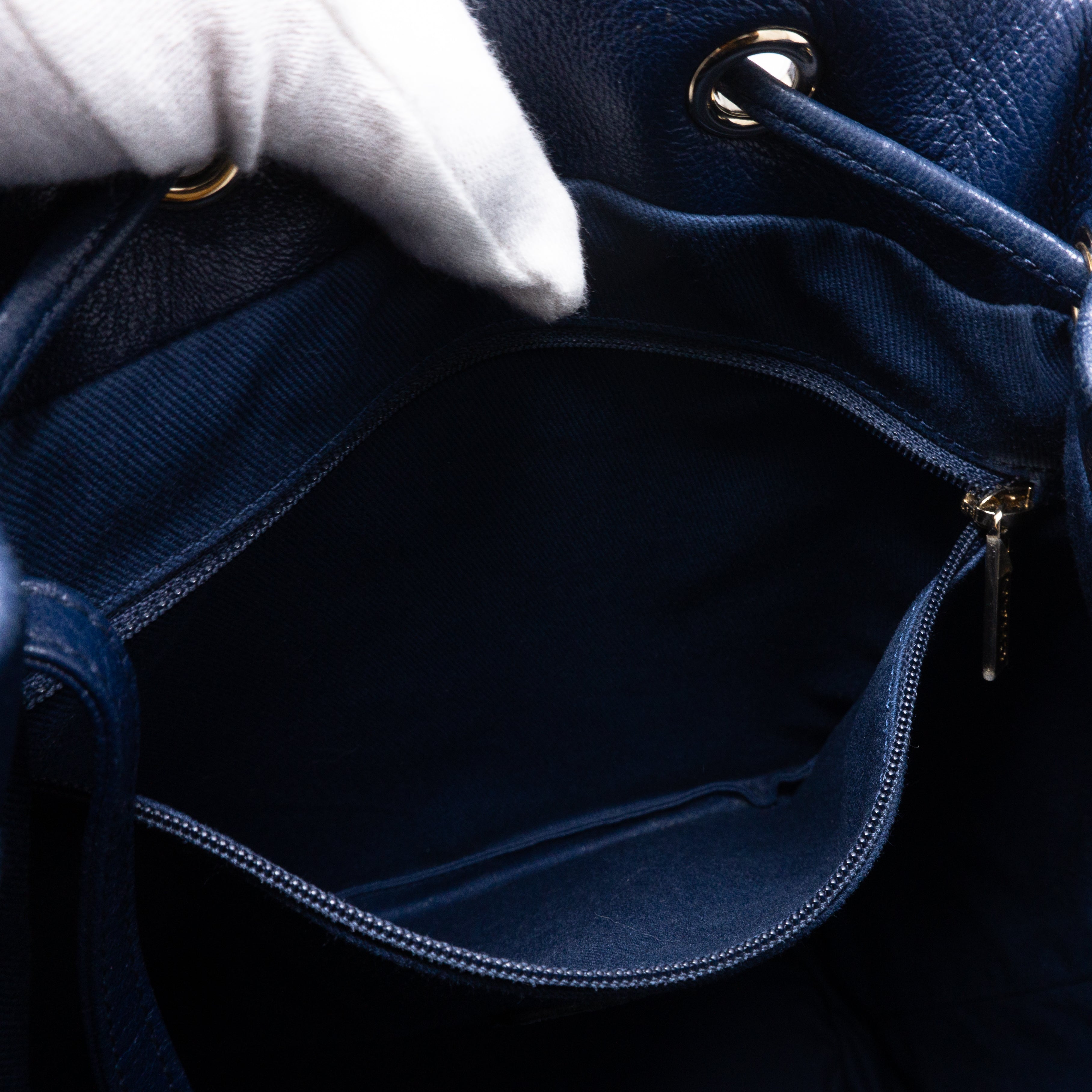 Daily Round Backpack Quilted Blue Leather