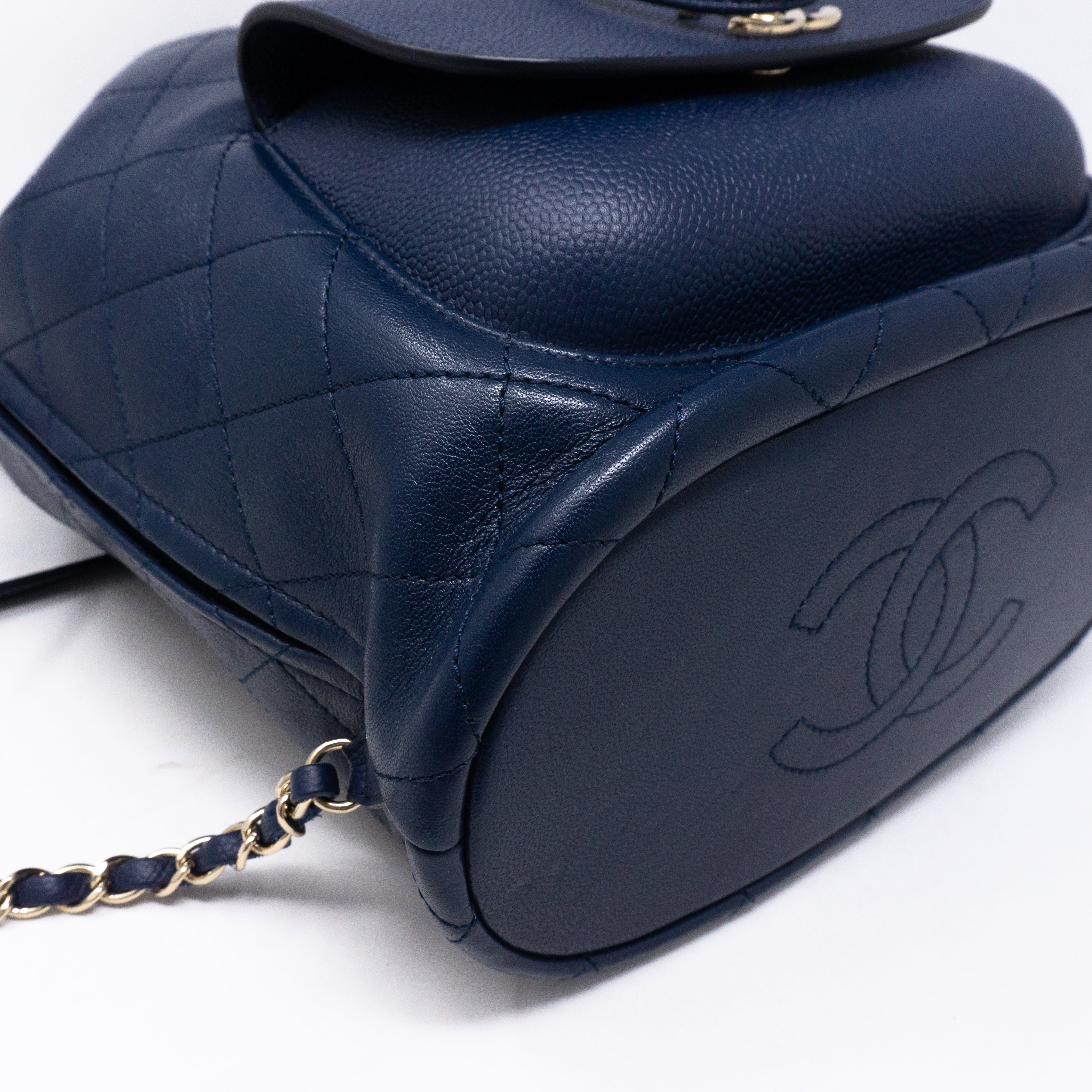 Daily Round Backpack Quilted Blue Leather