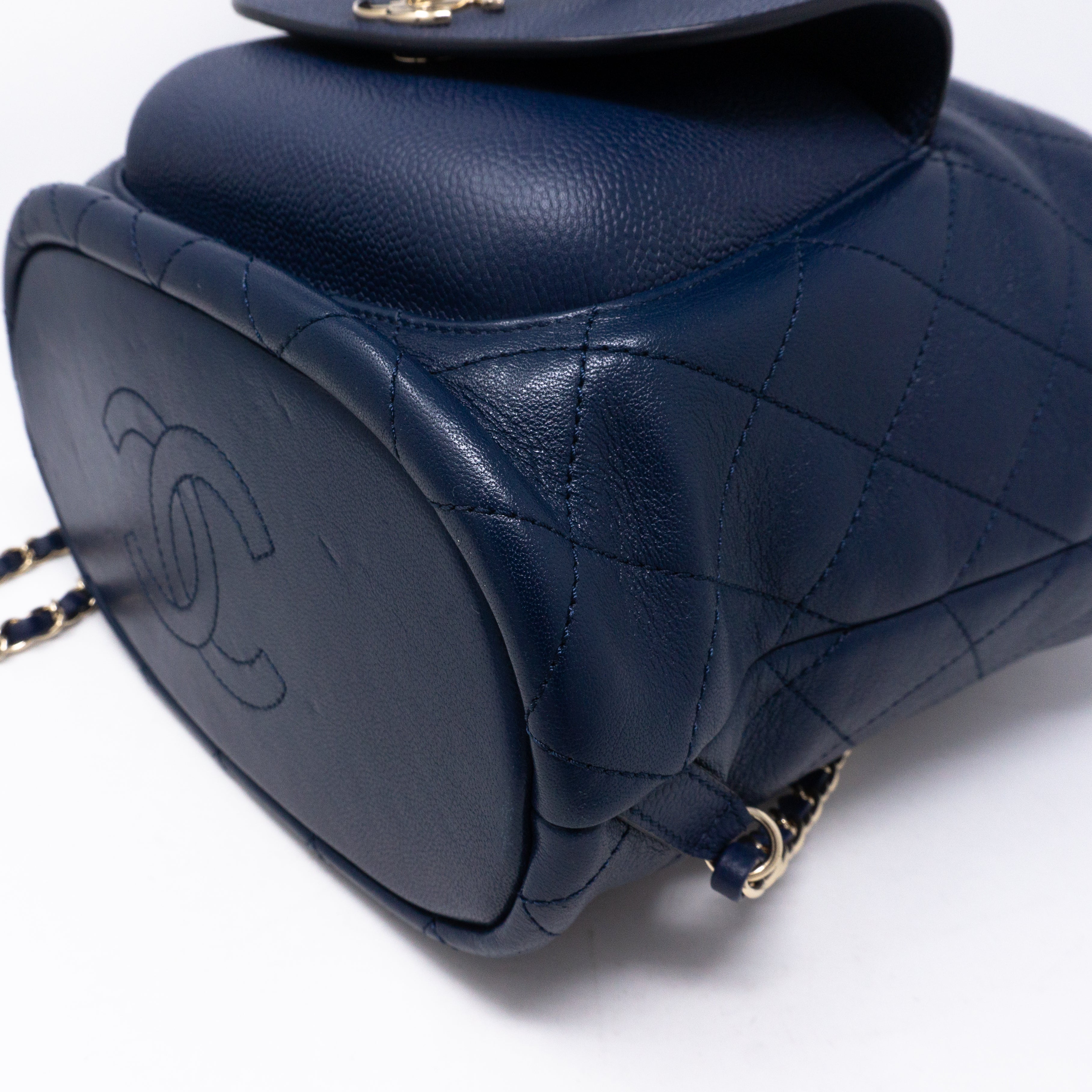 Daily Round Backpack Quilted Blue Leather