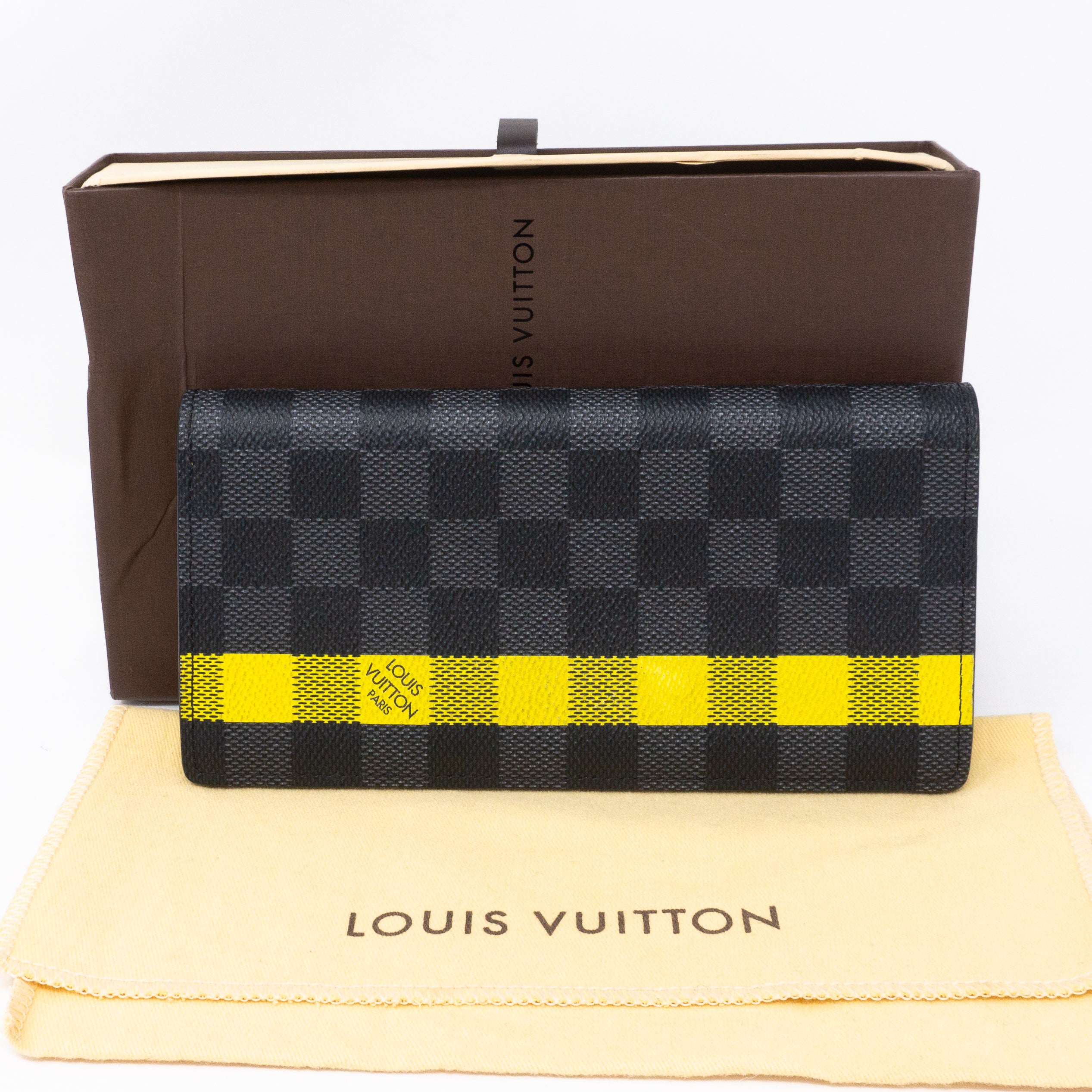 Louis Vuitton – Brazza Wallet Damier Graphite Yellow Stripe – Queen Station