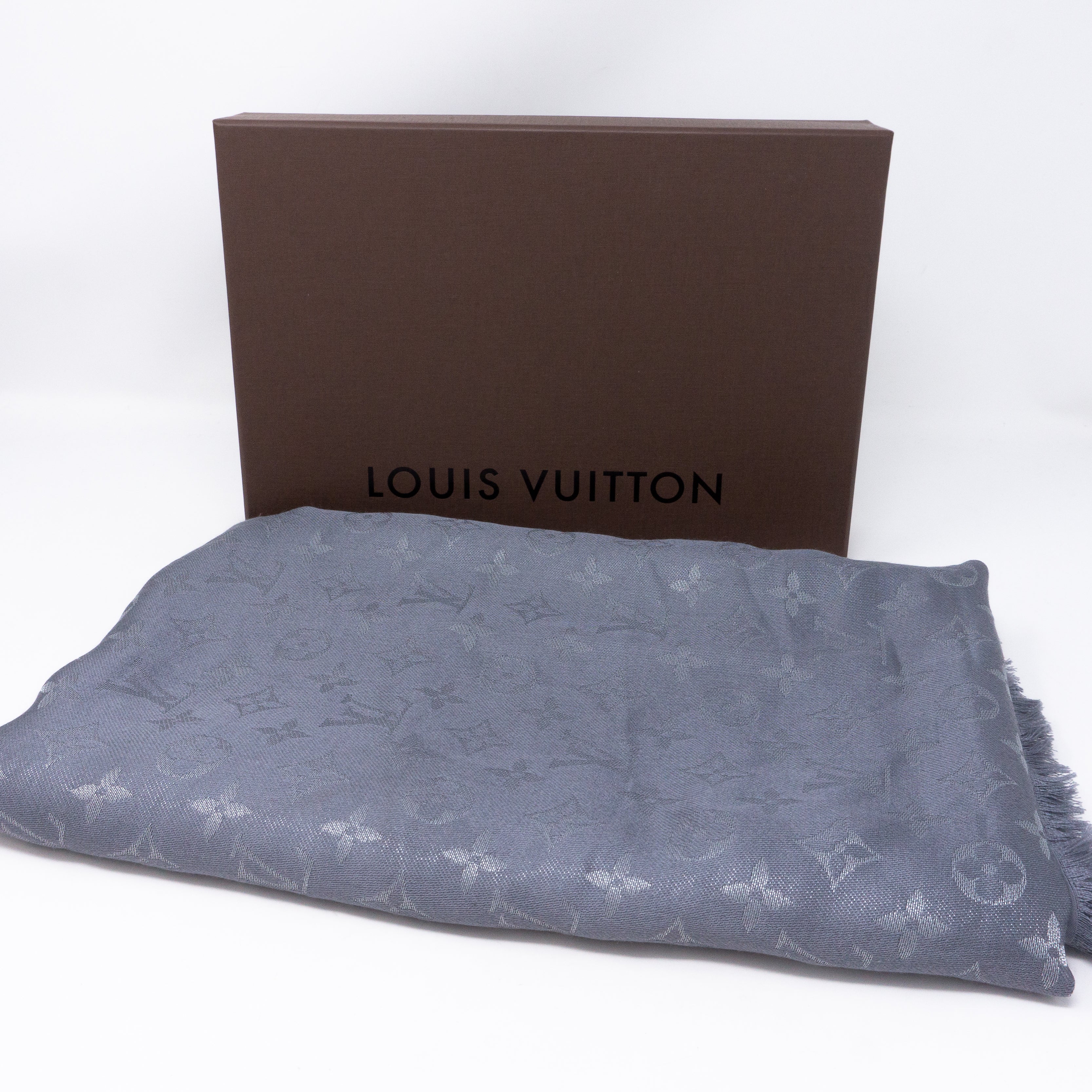 Monogram Shine Shawl Charcoal Gray