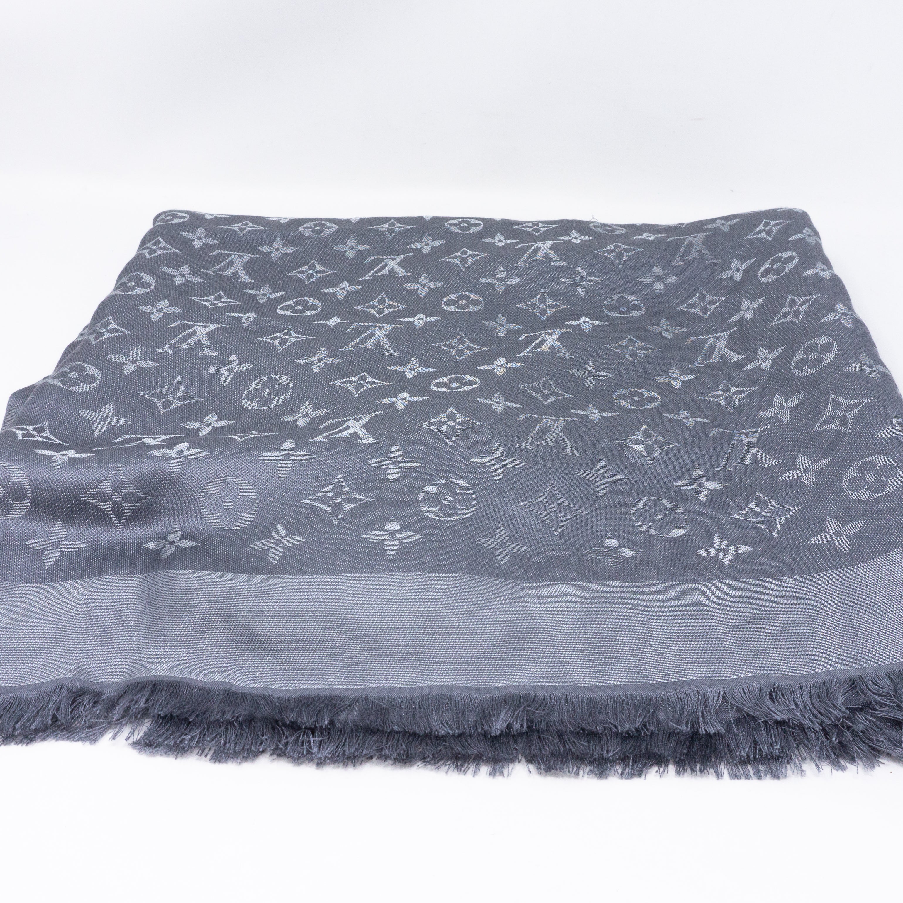 Monogram Shine Shawl Charcoal Gray