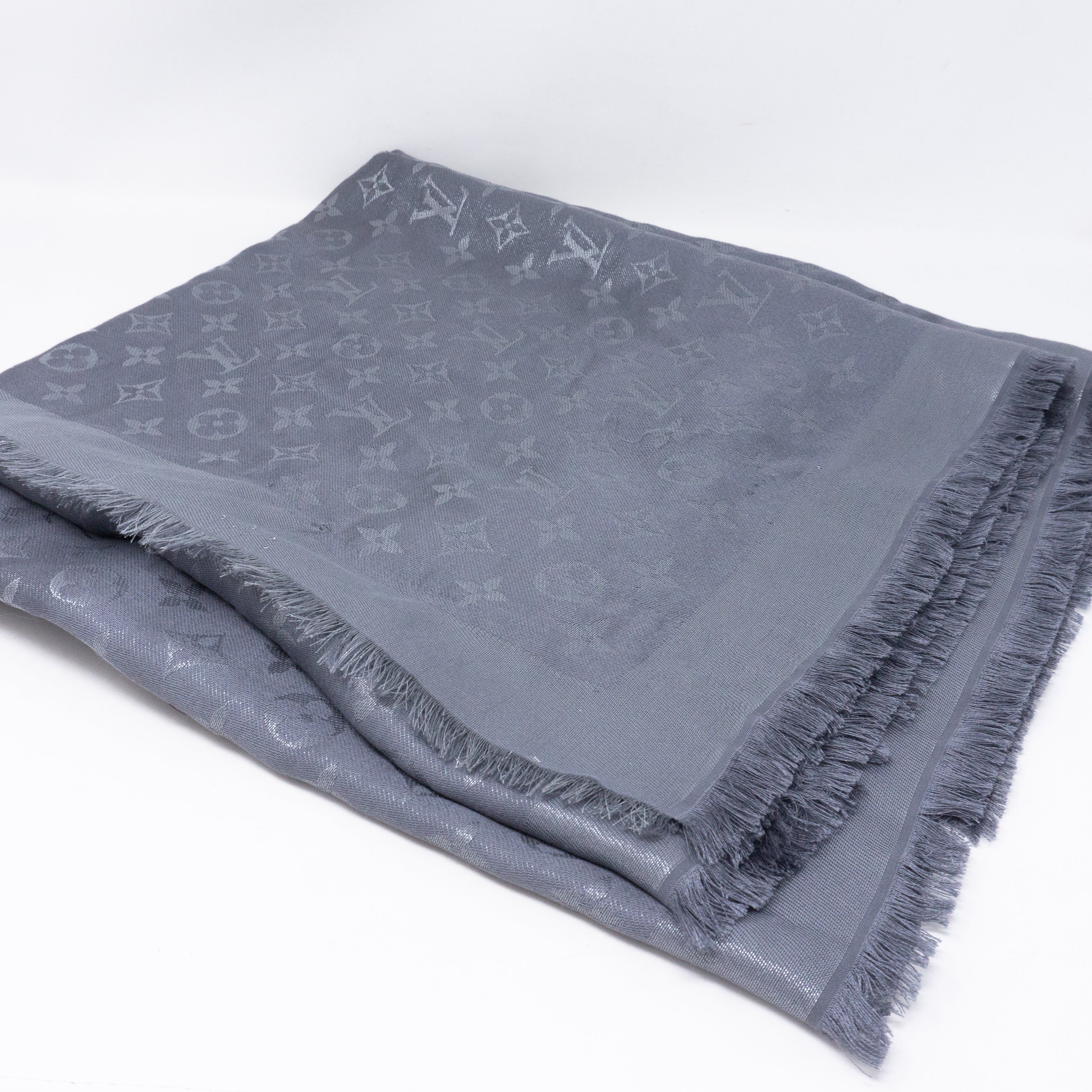 Monogram Shine Shawl Charcoal Gray