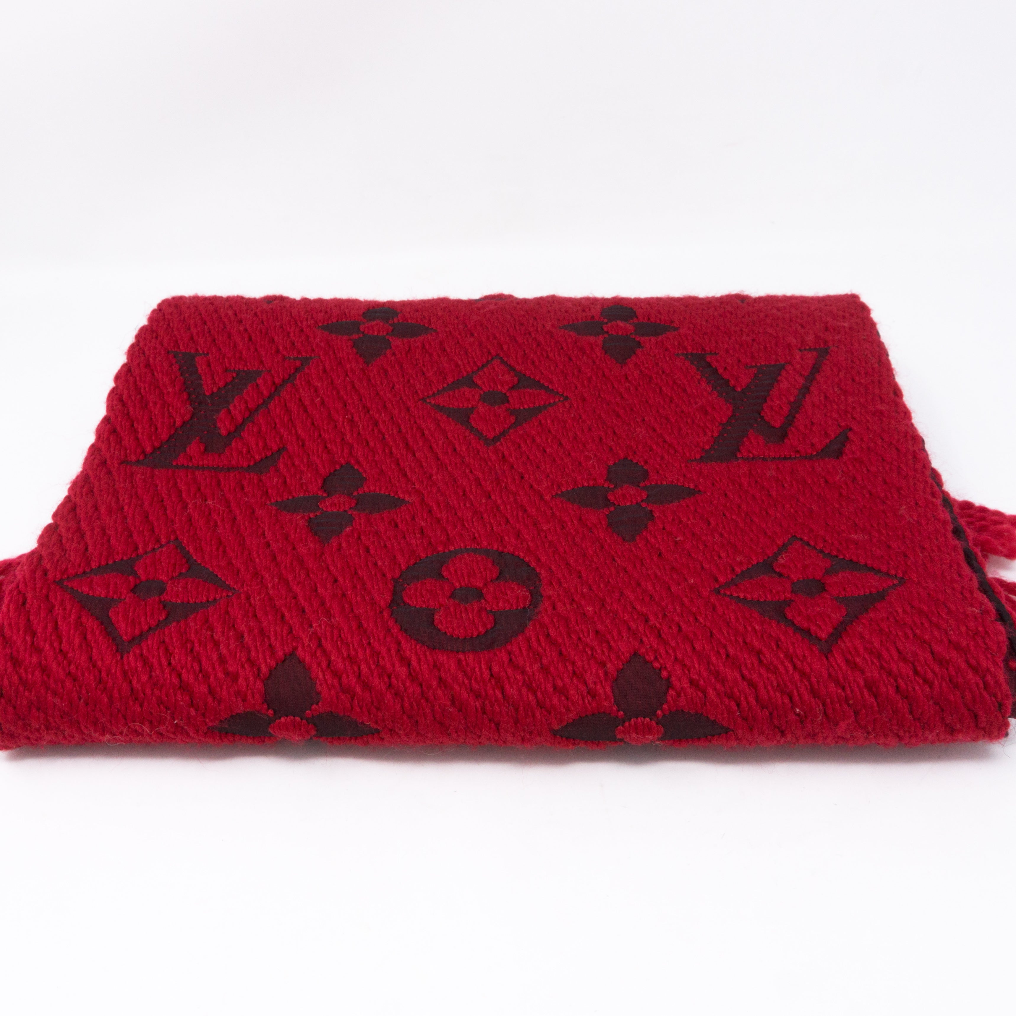 Louis Vuitton Ruby Red Wool & Silk Logomania Scarf Louis Vuitton