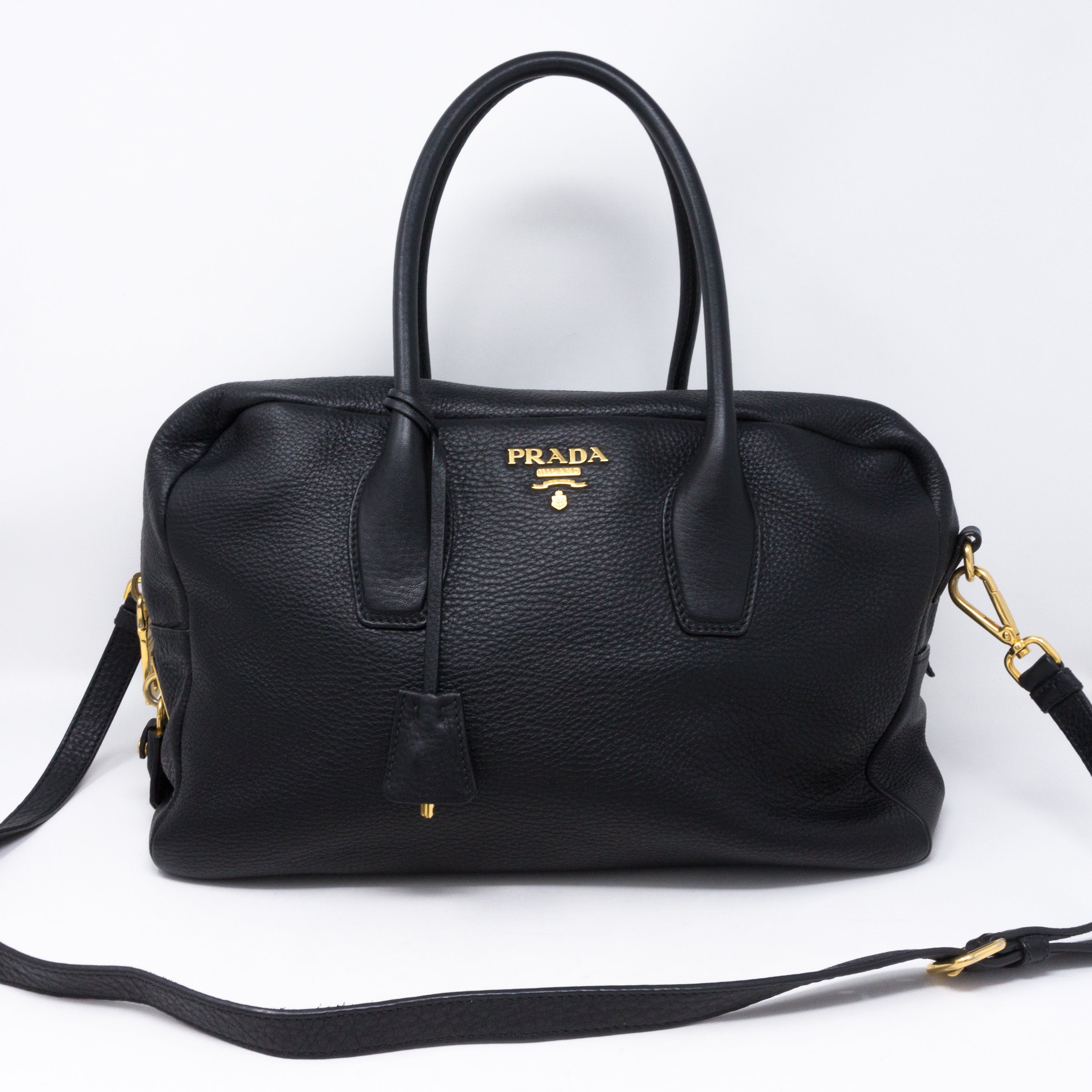 Two-way Handbag Black Leather