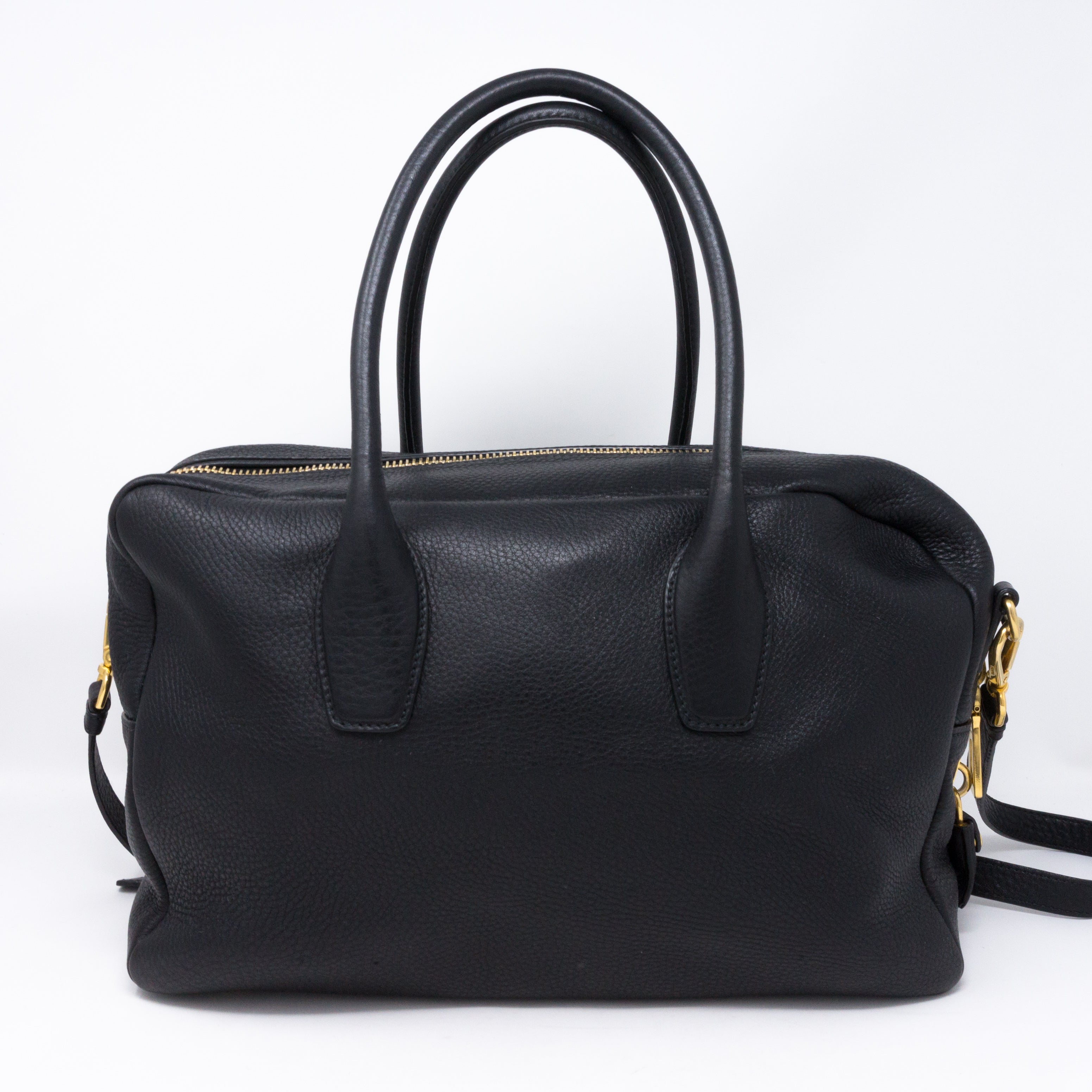 Two-way Handbag Black Leather