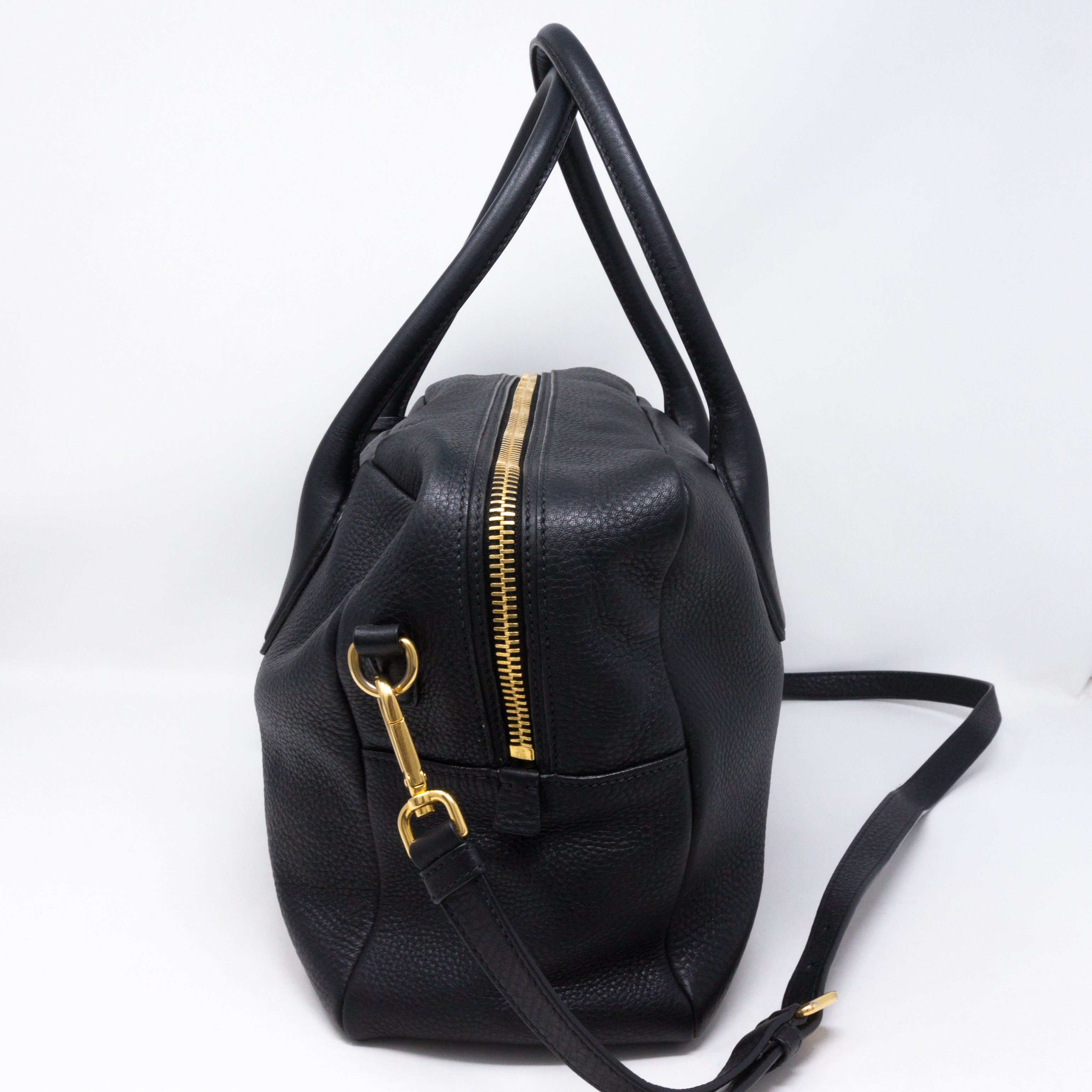 Two-way Handbag Black Leather