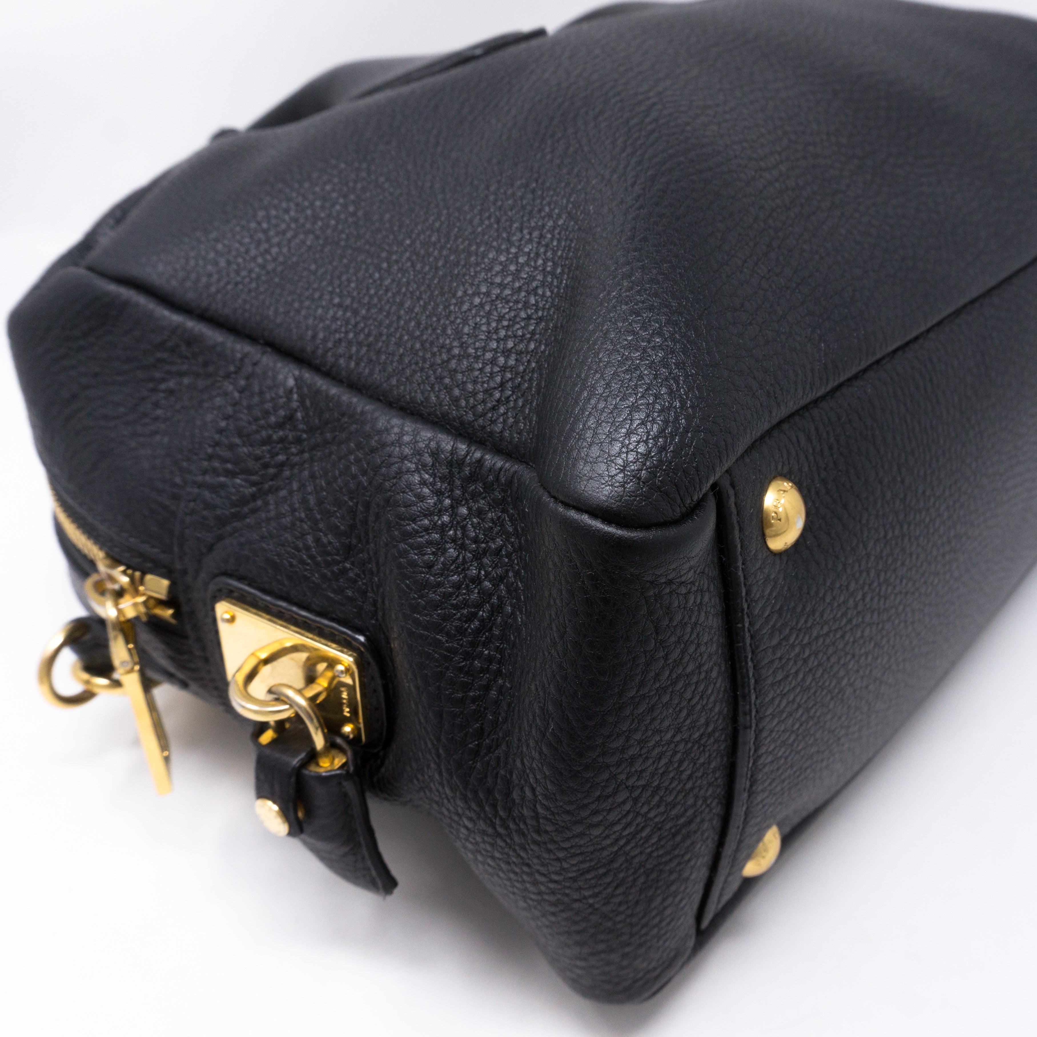 Two-way Handbag Black Leather