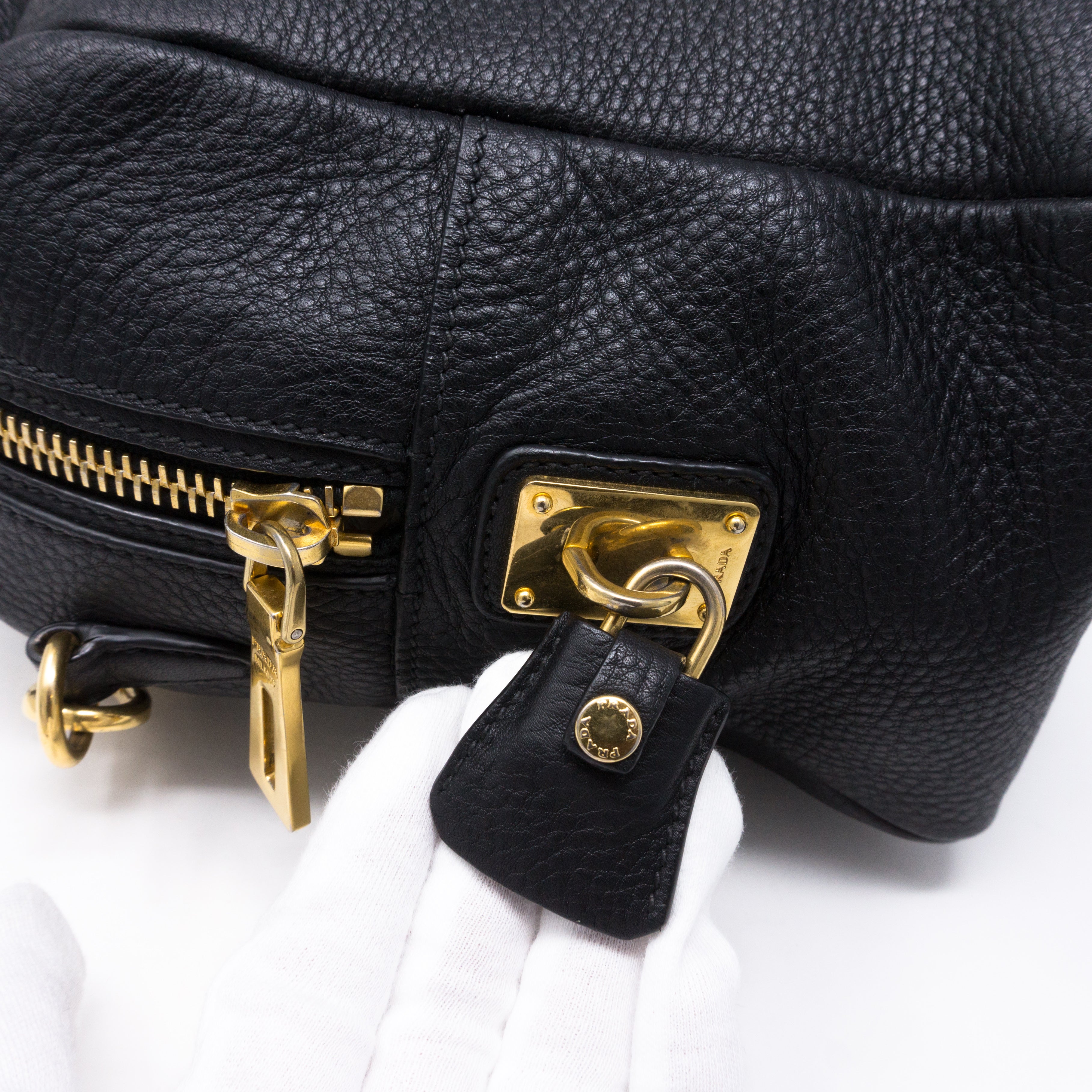 Two-way Handbag Black Leather
