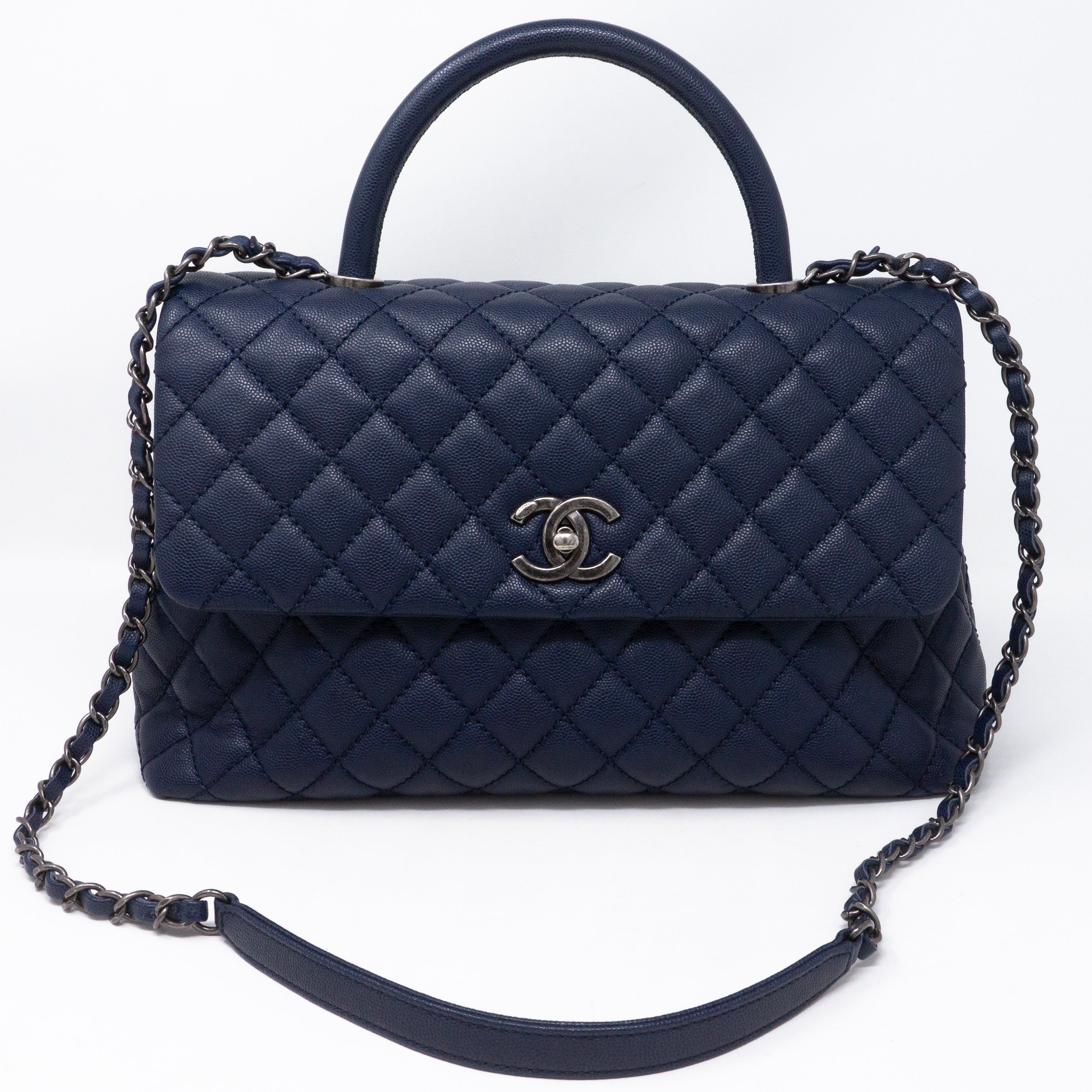 Coco Handle Navy Blue Caviar