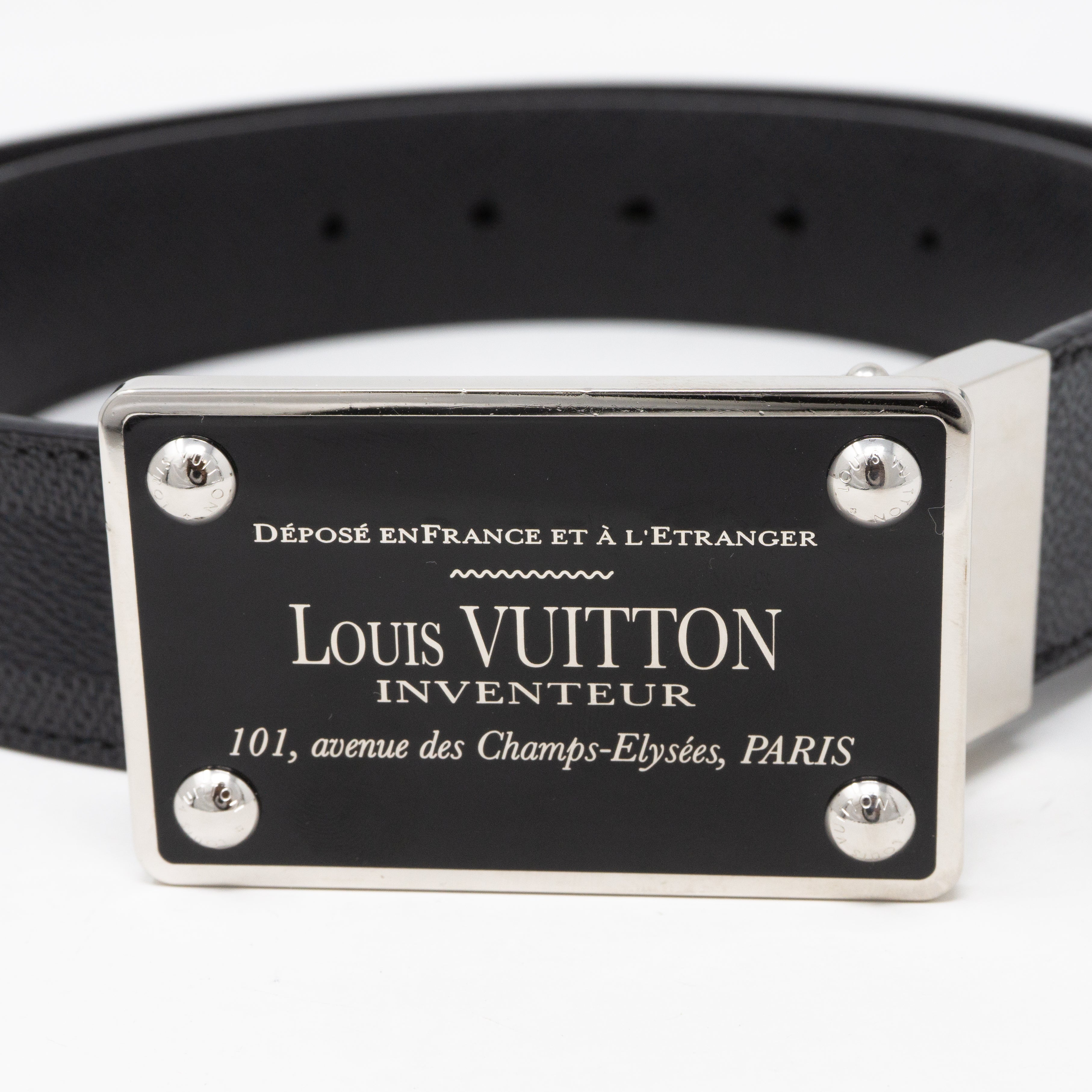 Inventeur Reversible Belt Damier Graphite 85 cm