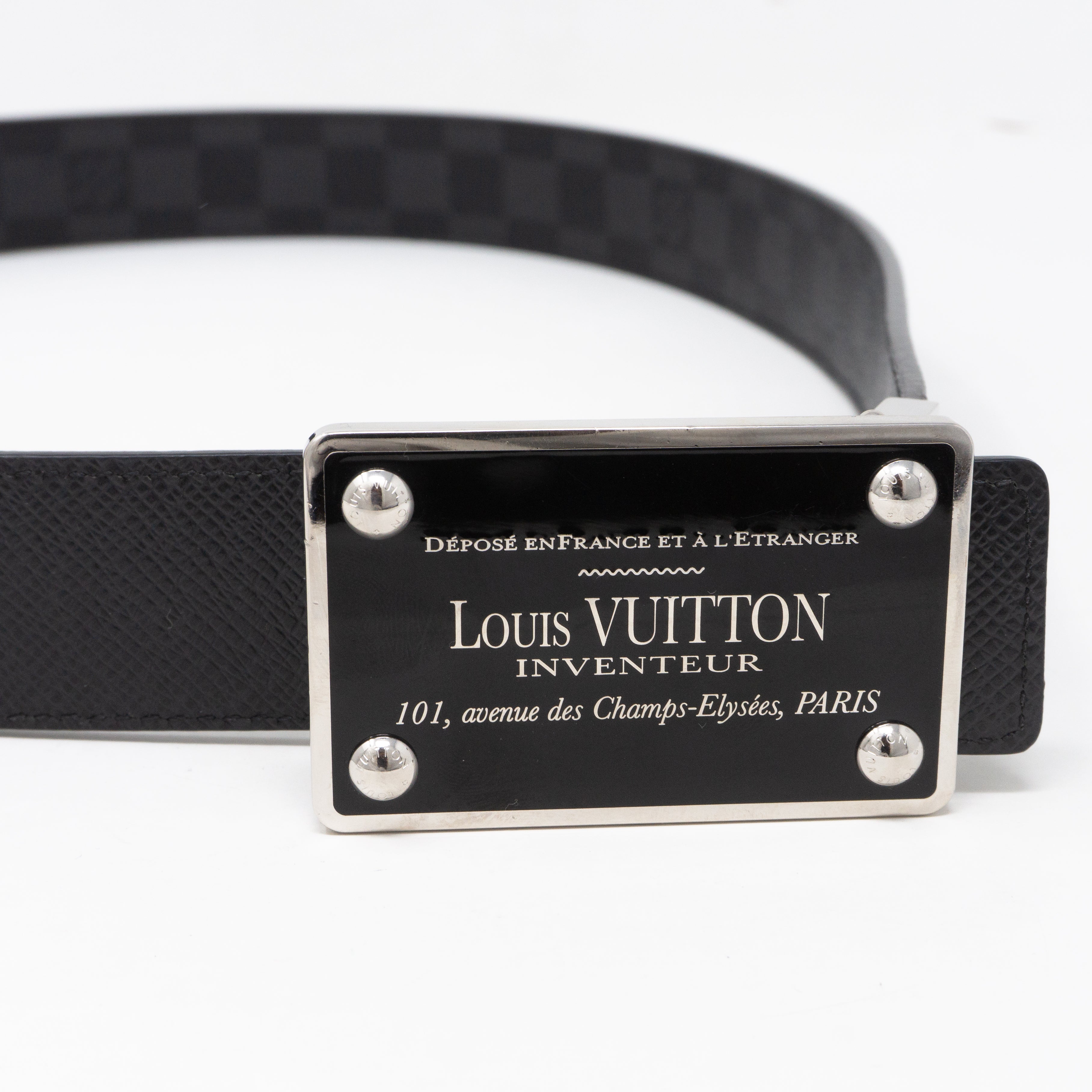 Inventeur Reversible Belt Damier Graphite 85 cm