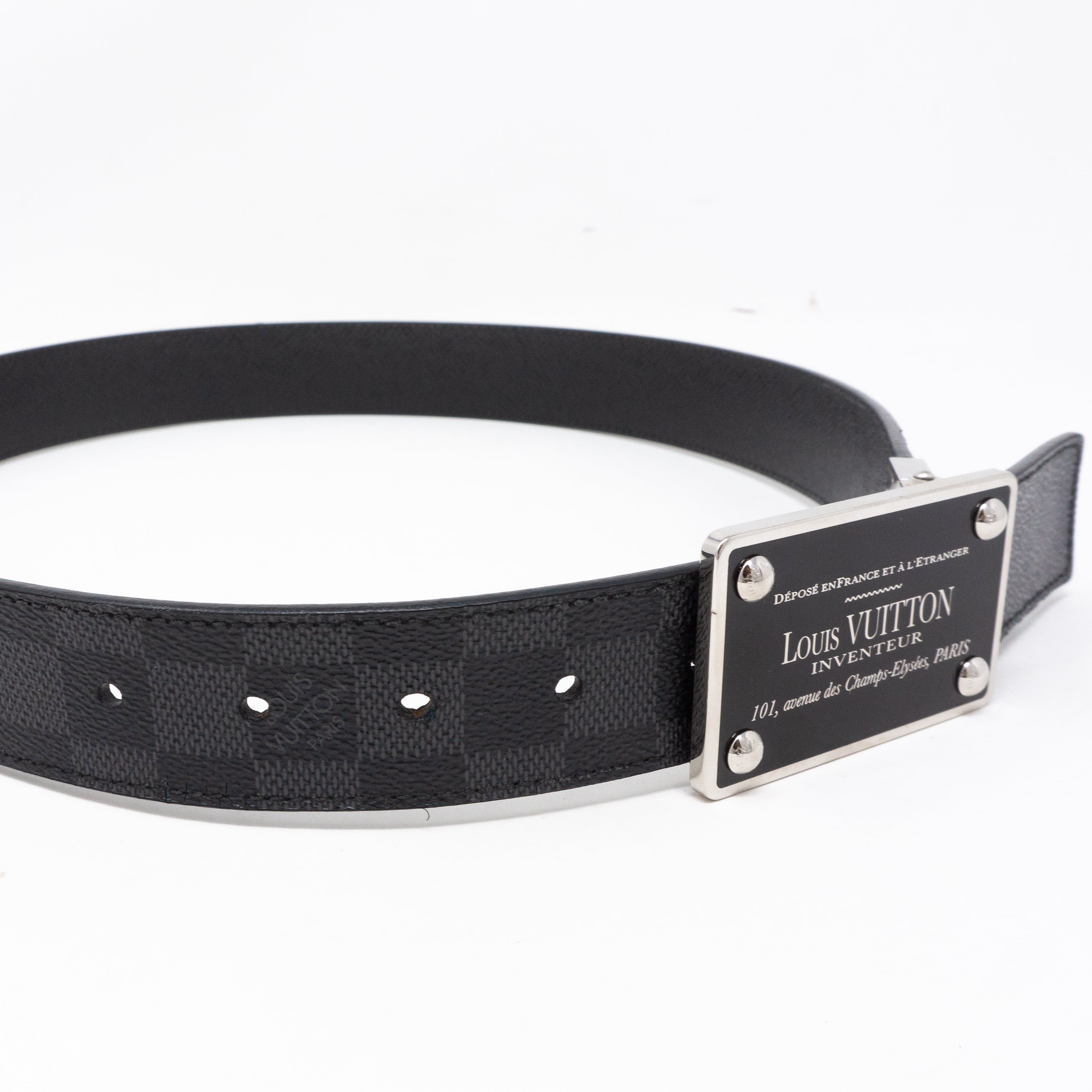 Inventeur Reversible Belt Damier Graphite 85 cm