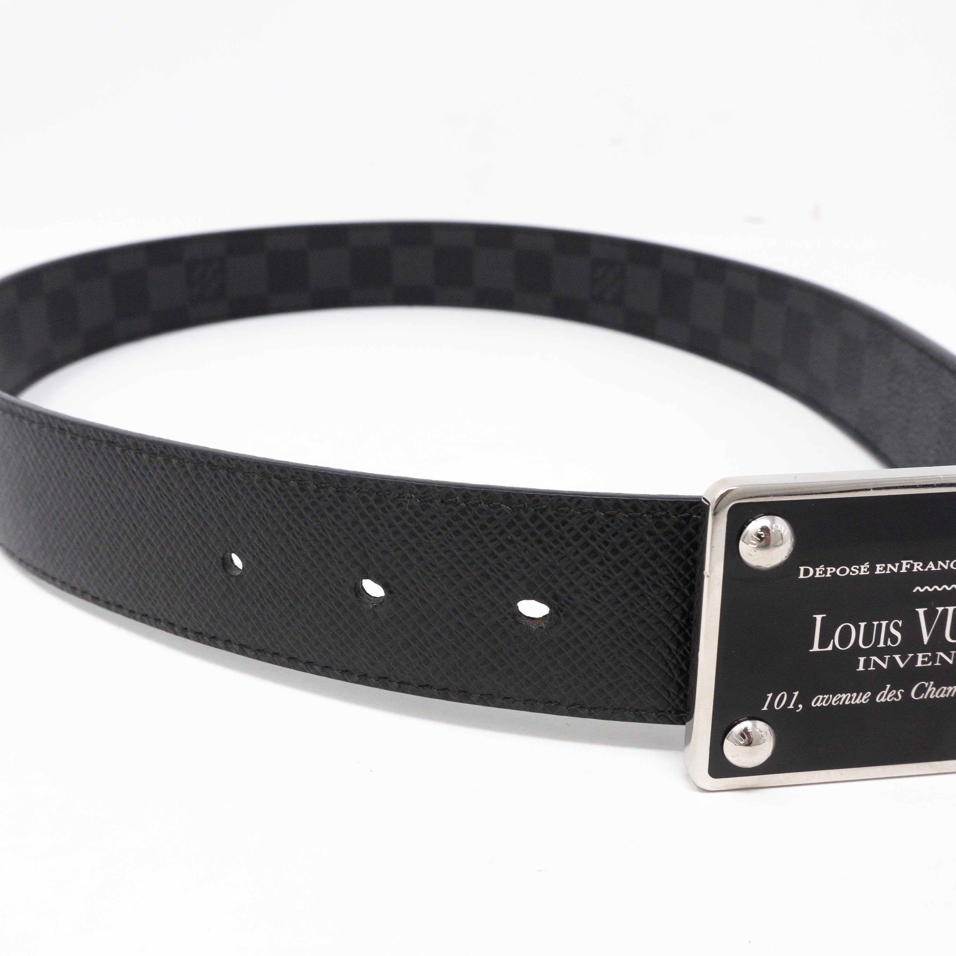 Inventeur Reversible Belt Damier Graphite 85 cm