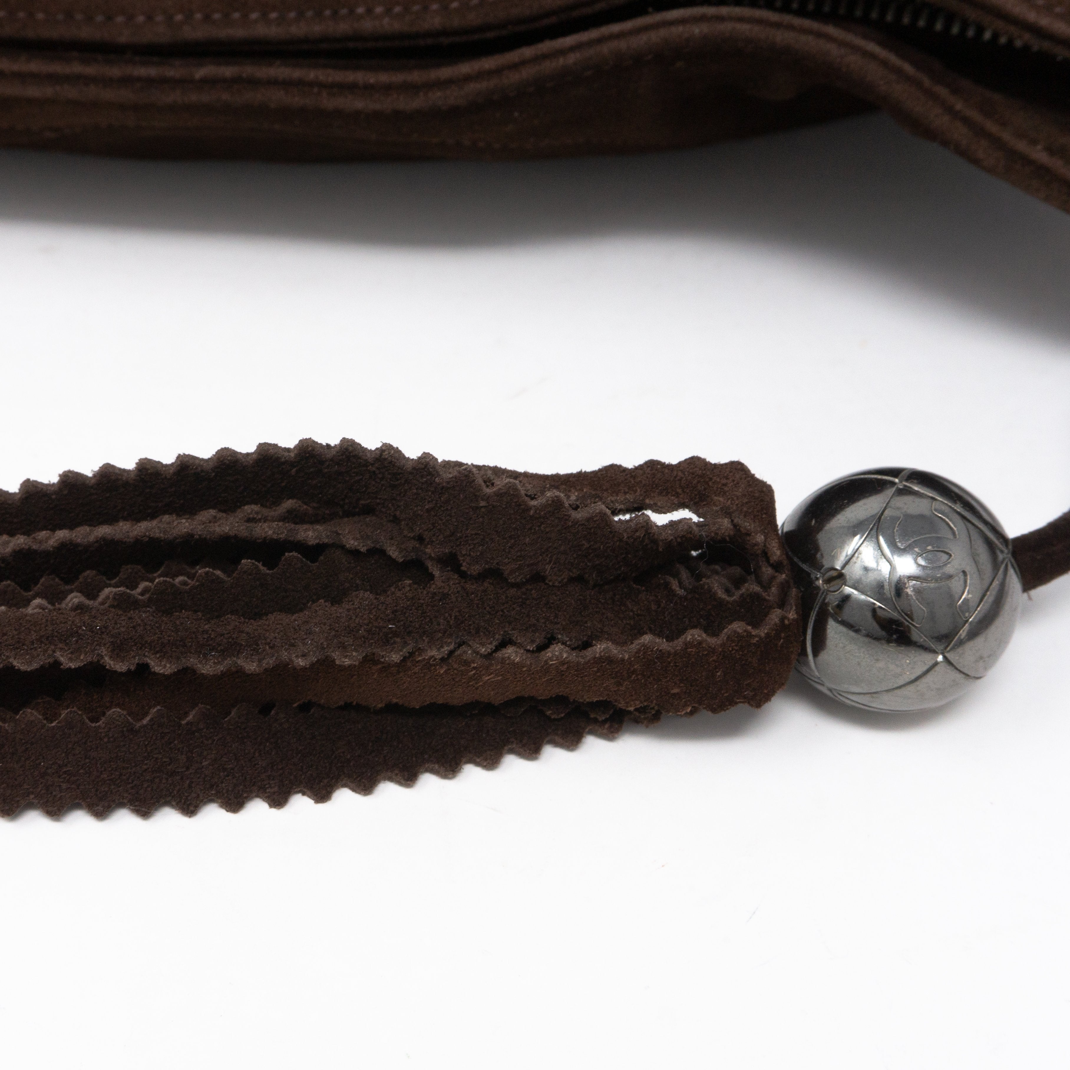 CC Tassel Shoulder Bag Brown Suede