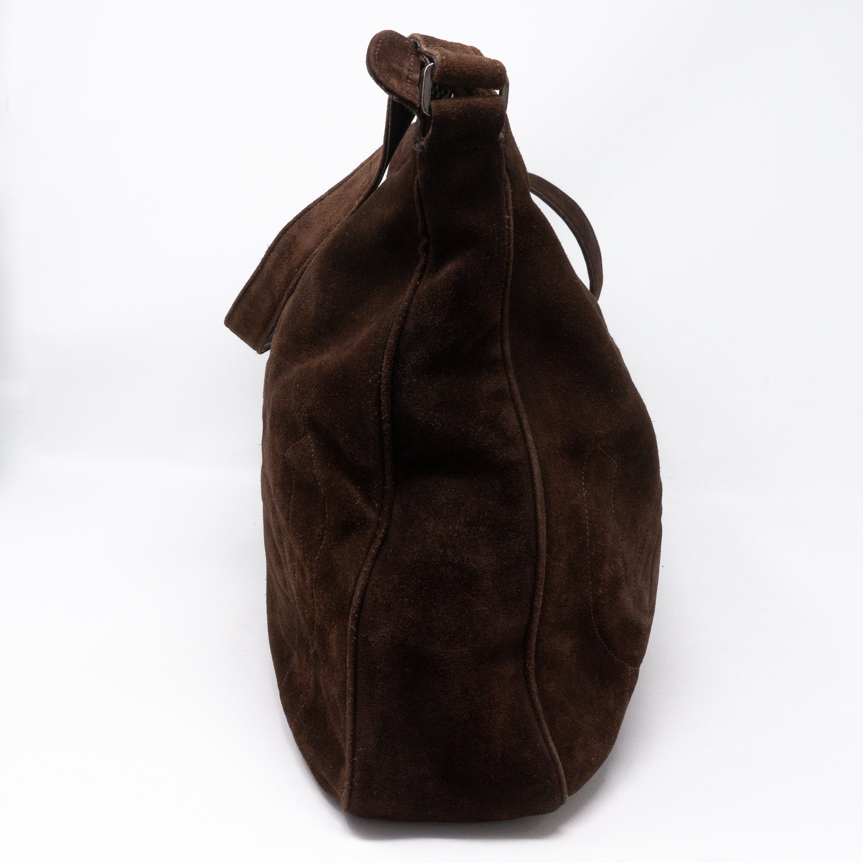 CC Tassel Shoulder Bag Brown Suede