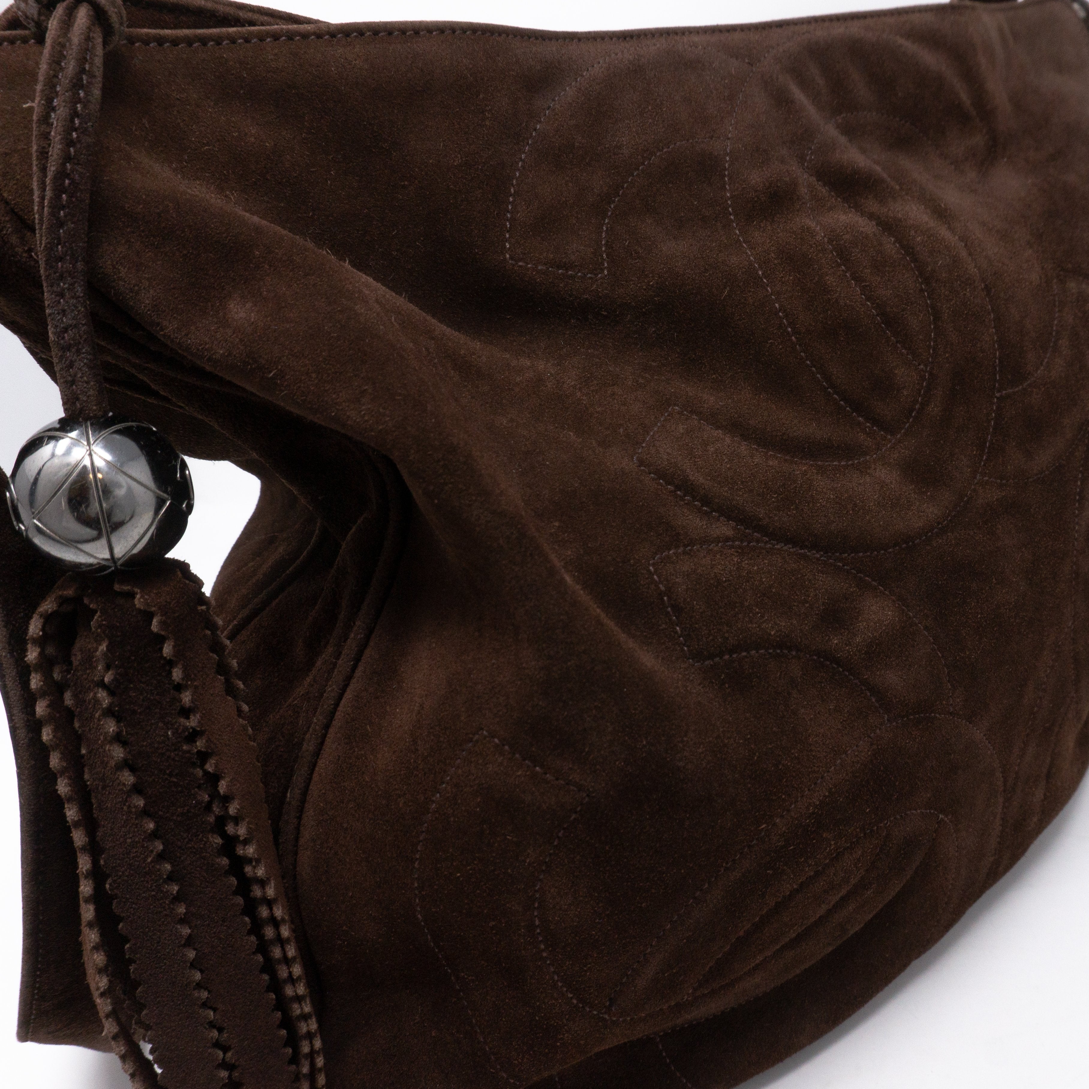 CC Tassel Shoulder Bag Brown Suede