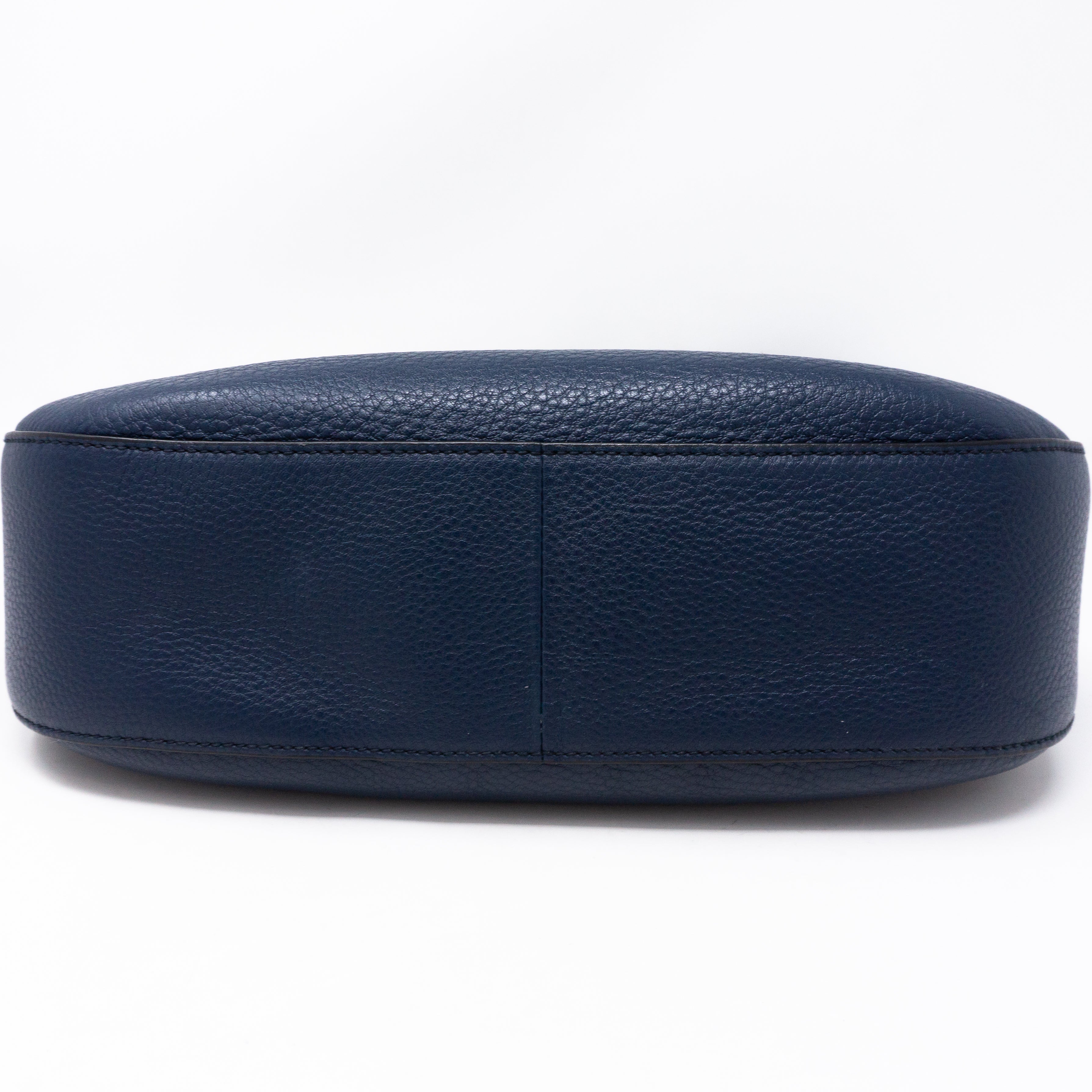 Crossbody Canvas Strap Bag Navy Leather