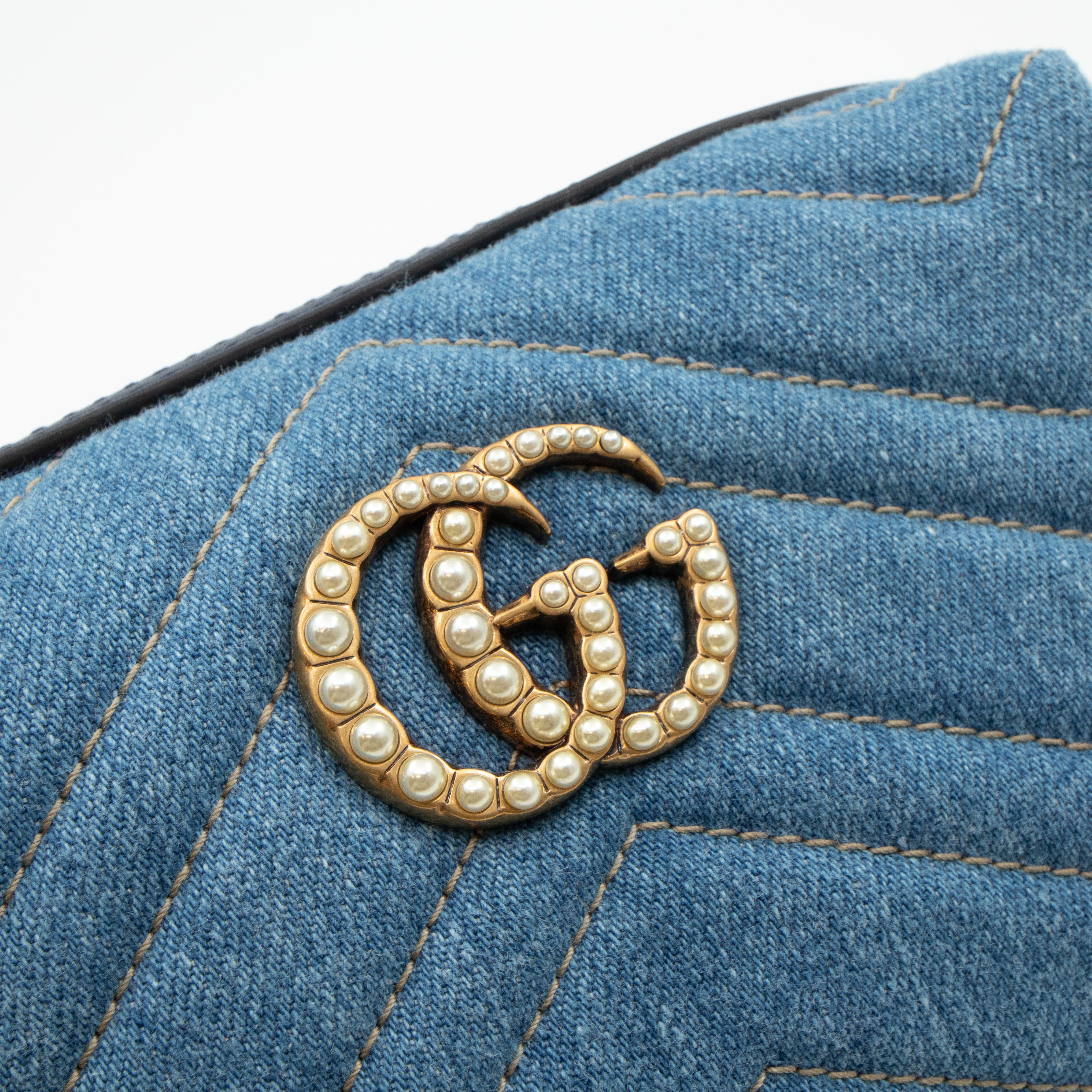 GG Marmont Cosmetic Case Denim