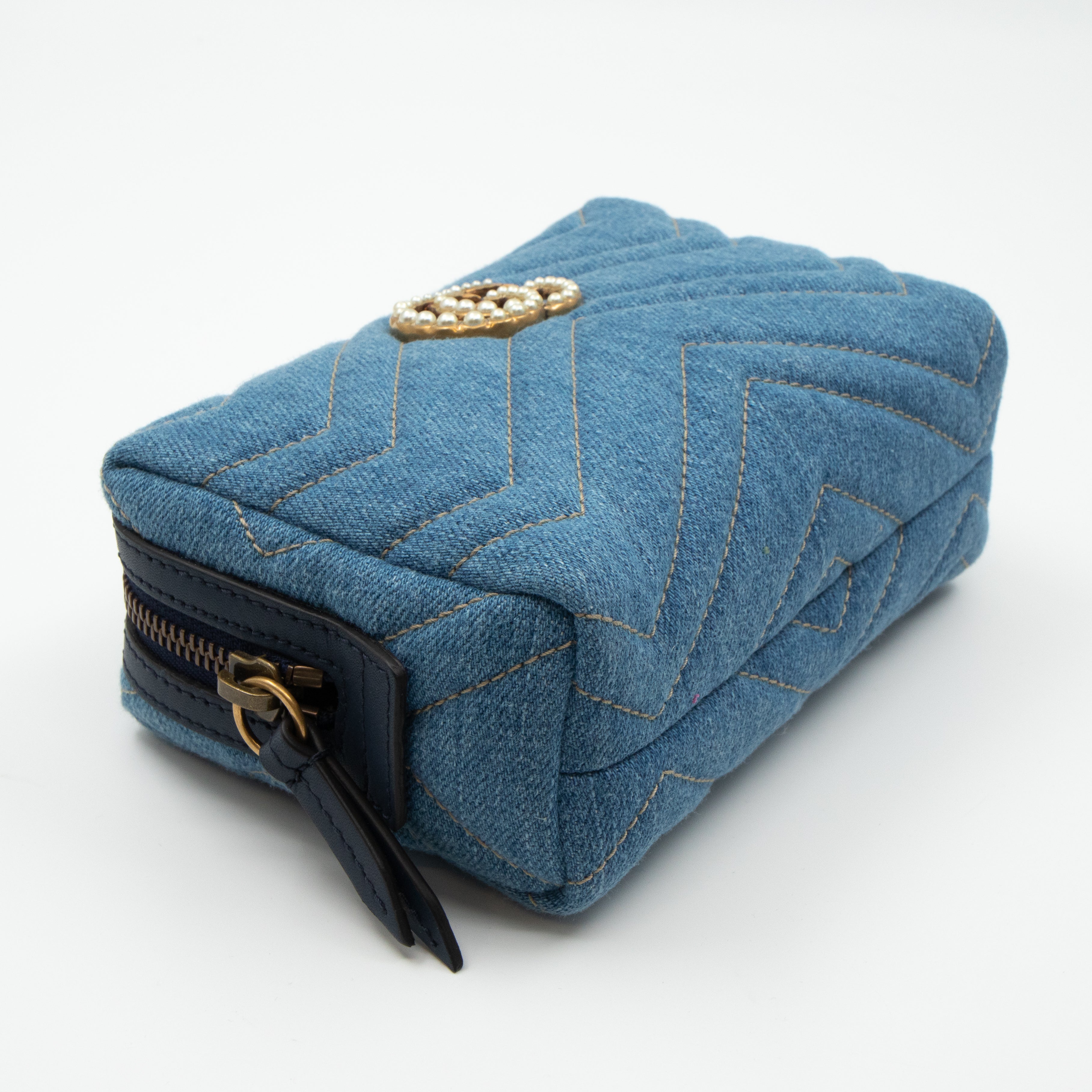 GG Marmont Cosmetic Case Denim