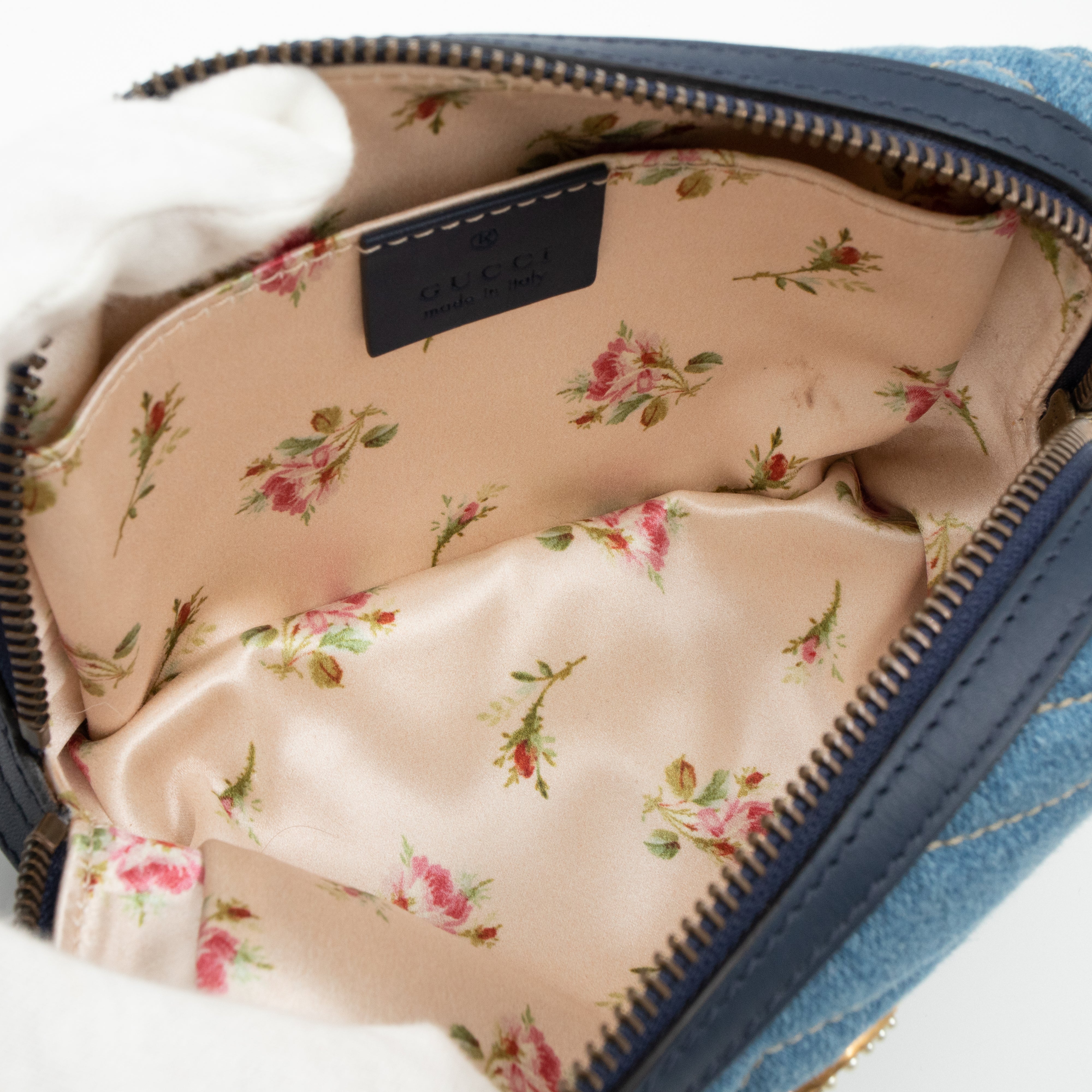 GG Marmont Cosmetic Case Denim