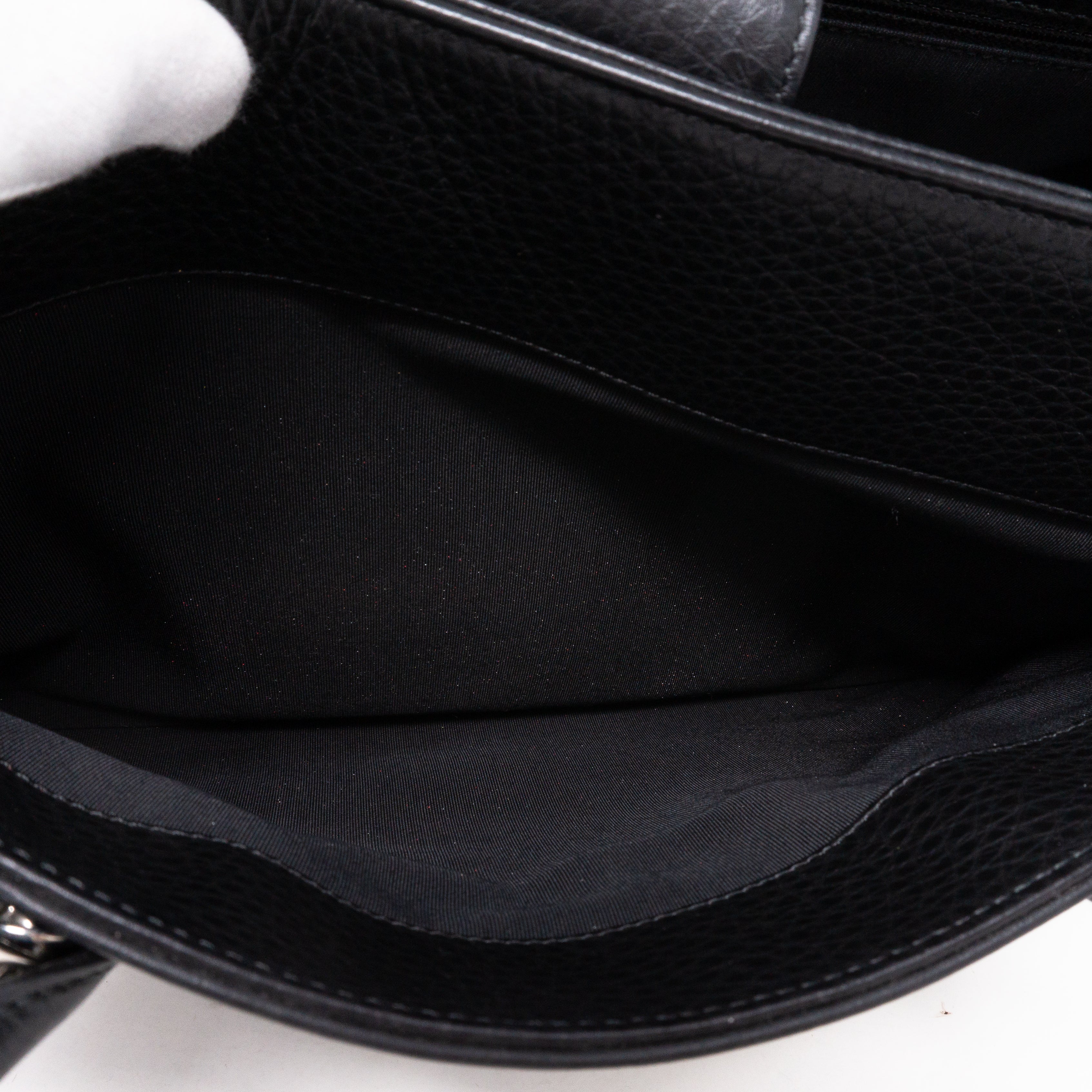 Executive Cerf Tote Black Leather Silver