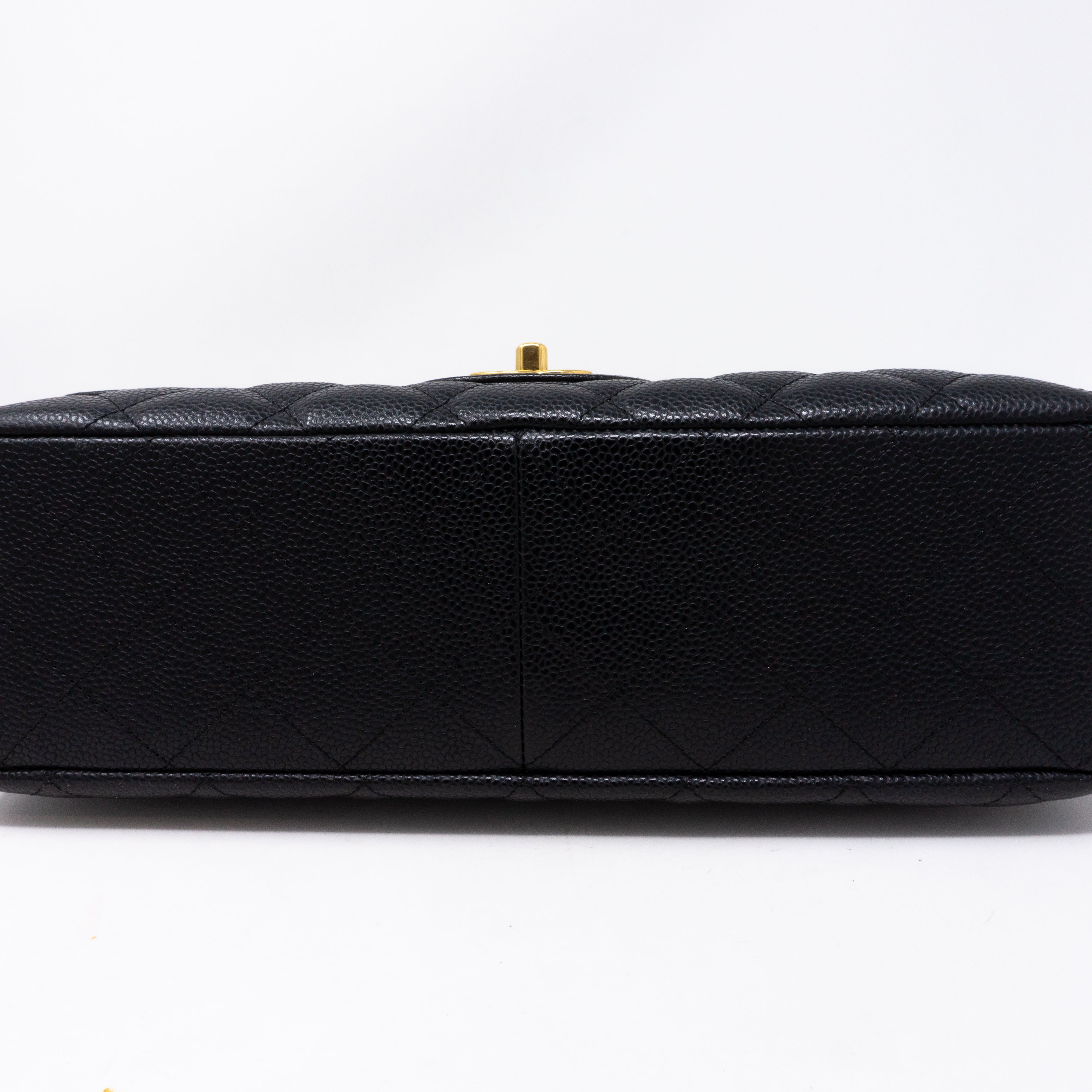 Classic Single Flap Jumbo Black Caviar Gold