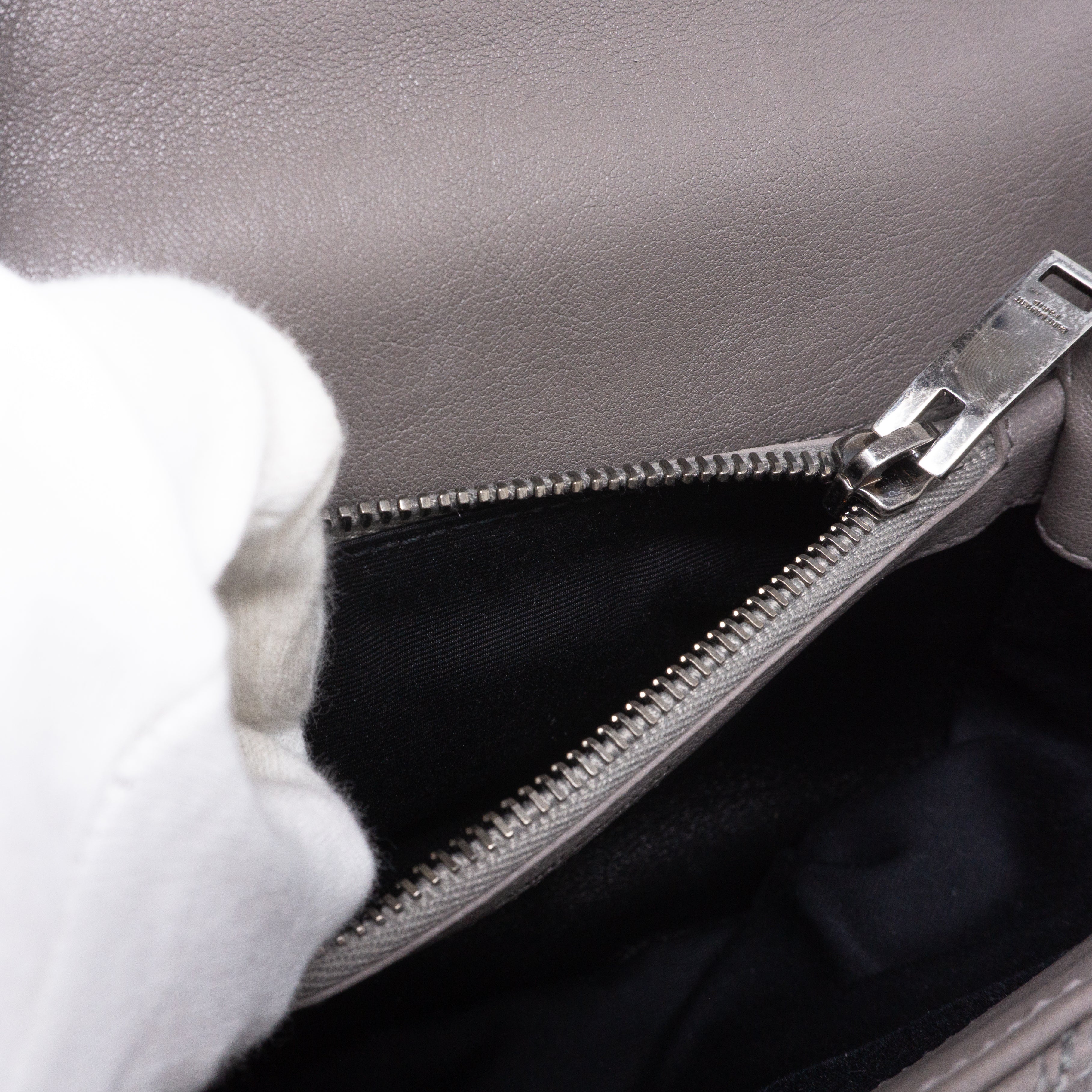 College Medium Diamond Quilted Leather Grey