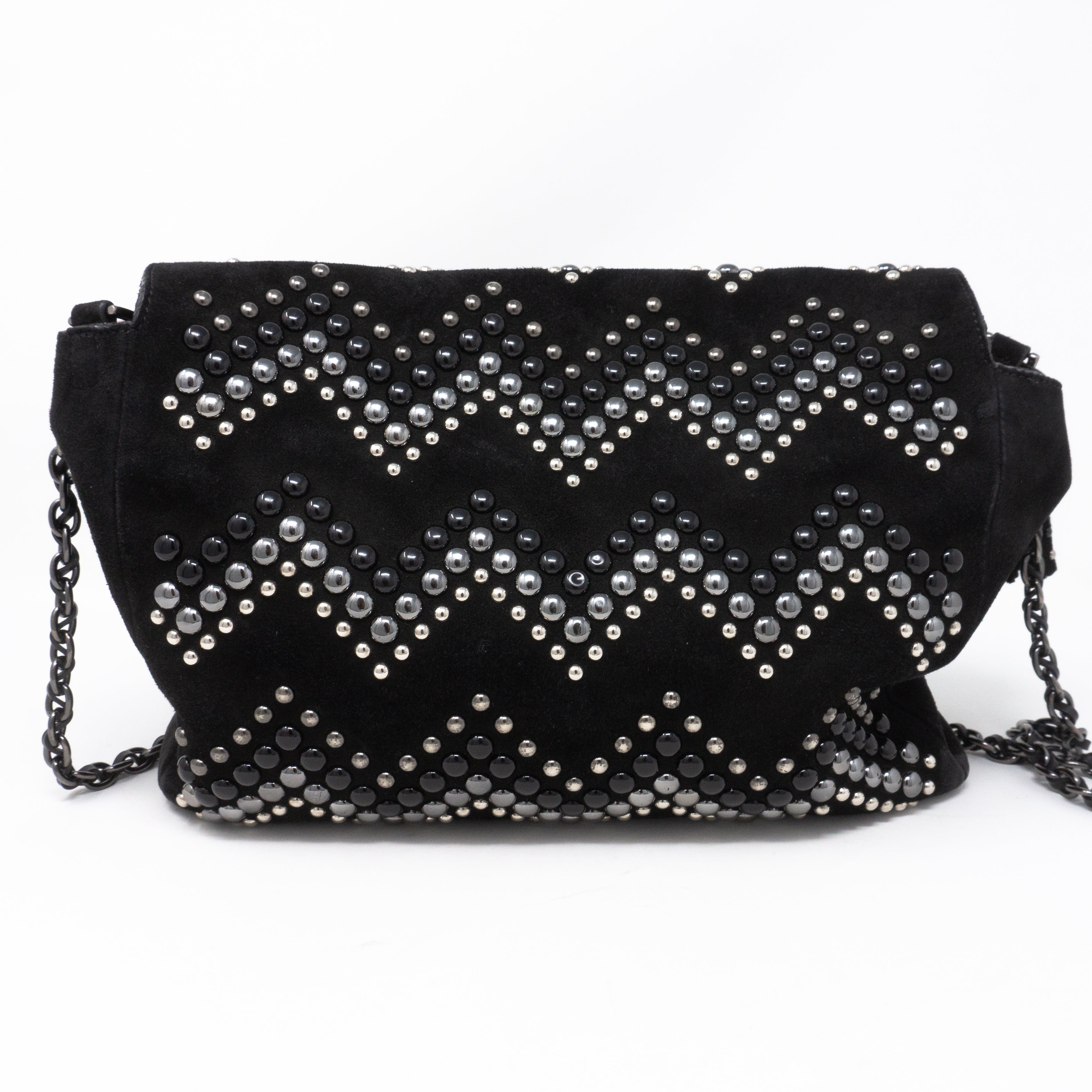 Lily Zigzag Medium Black Suede