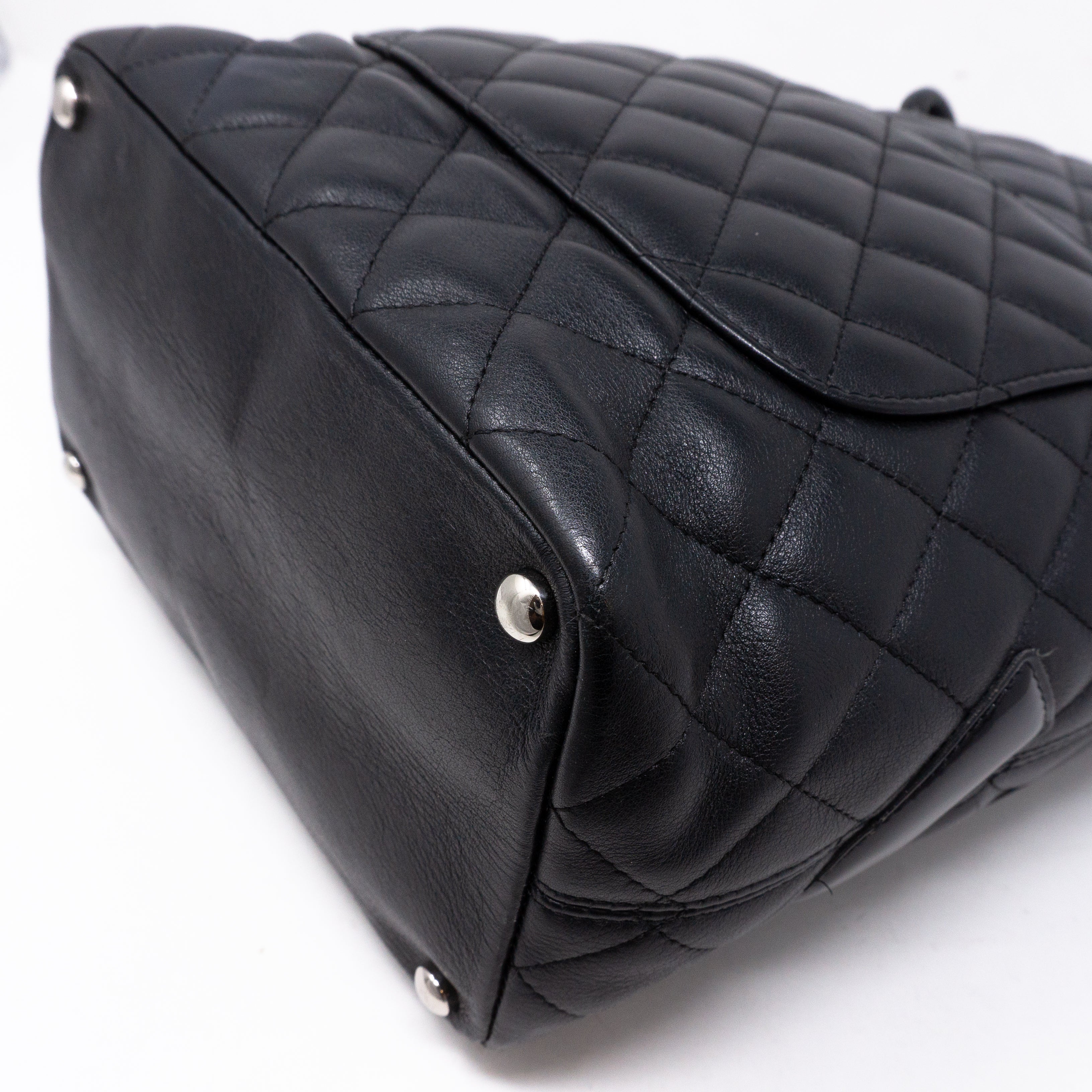 Cambon Small Tote Quilted Leather Black