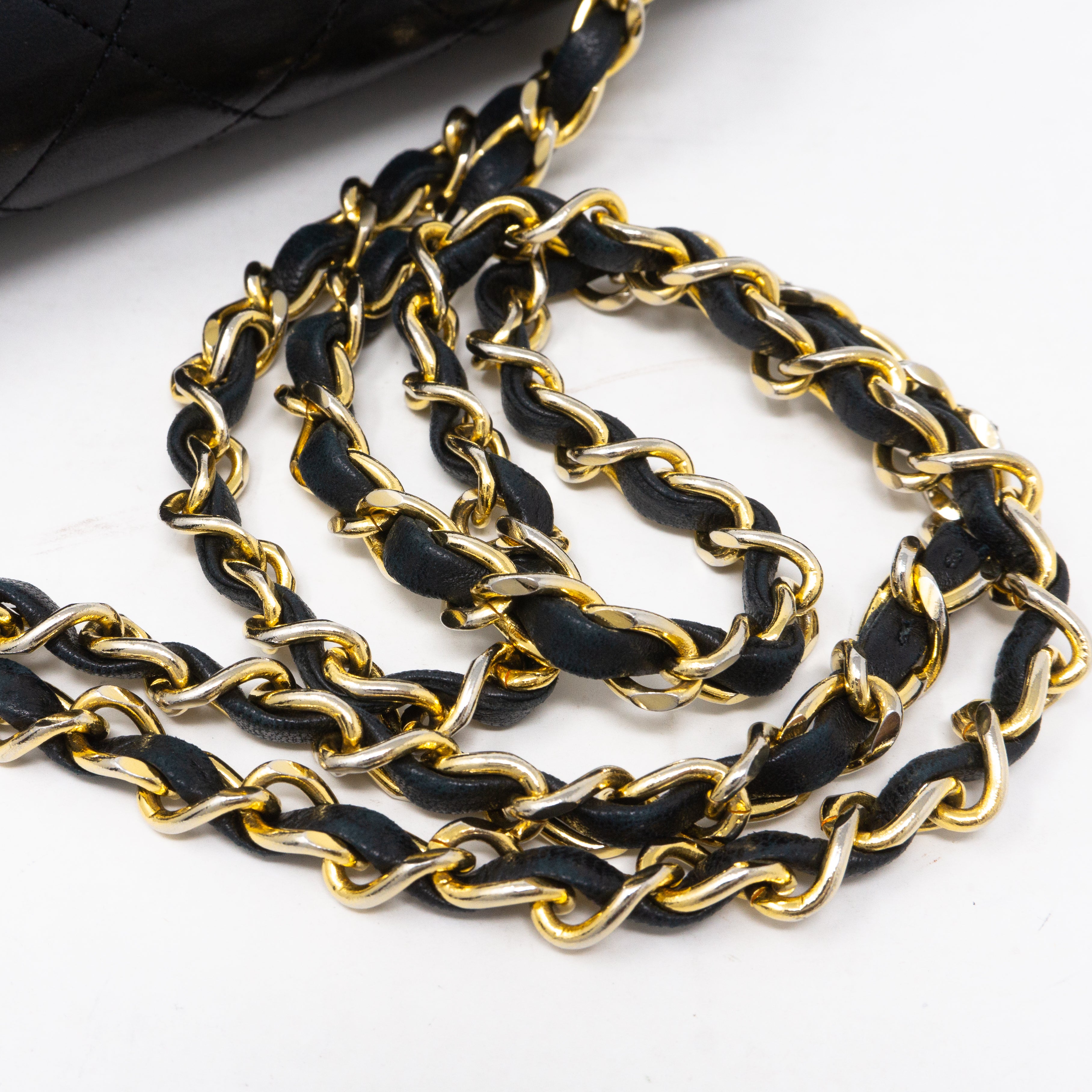 Classic Double Flap Small Black Gold