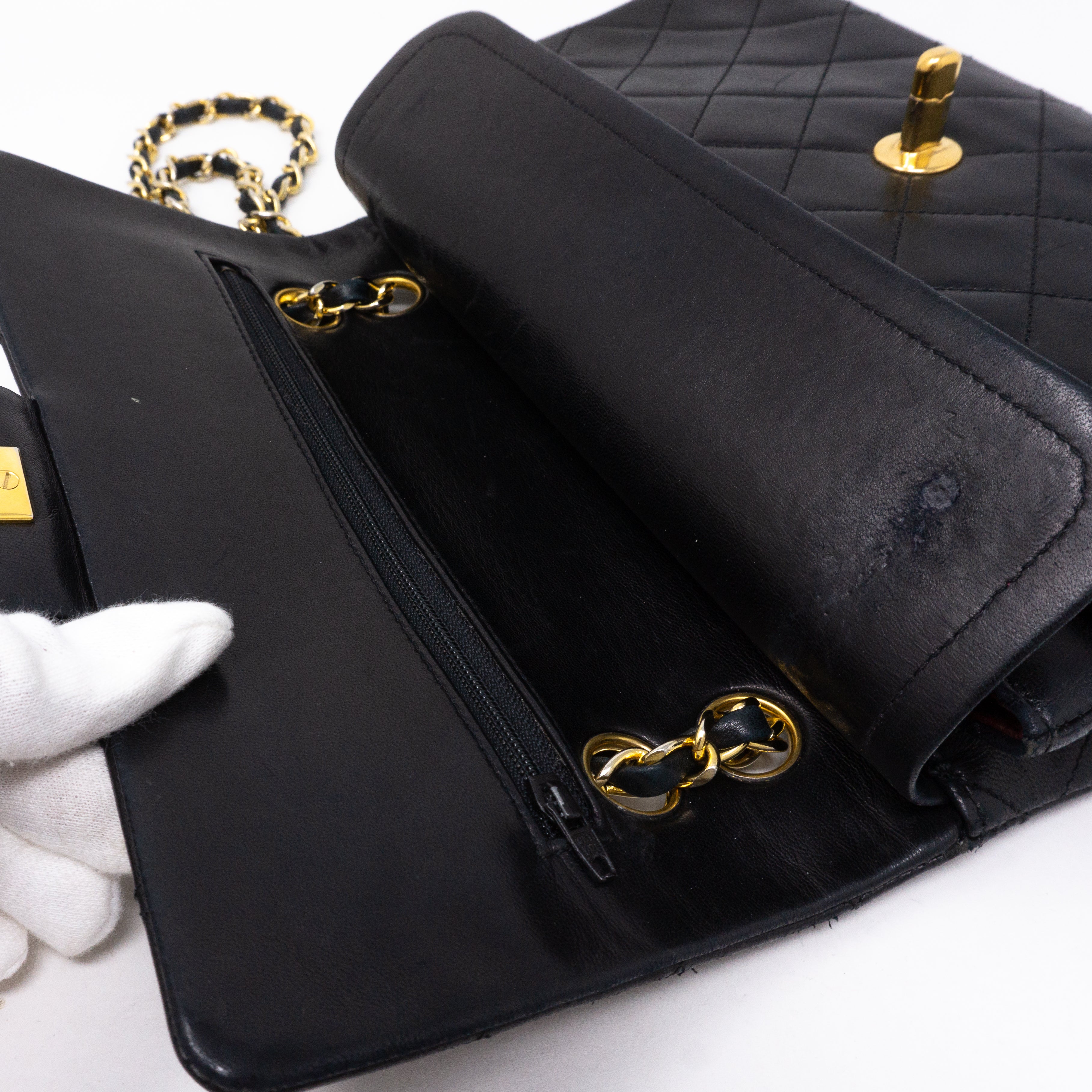 Classic Double Flap Small Black Gold